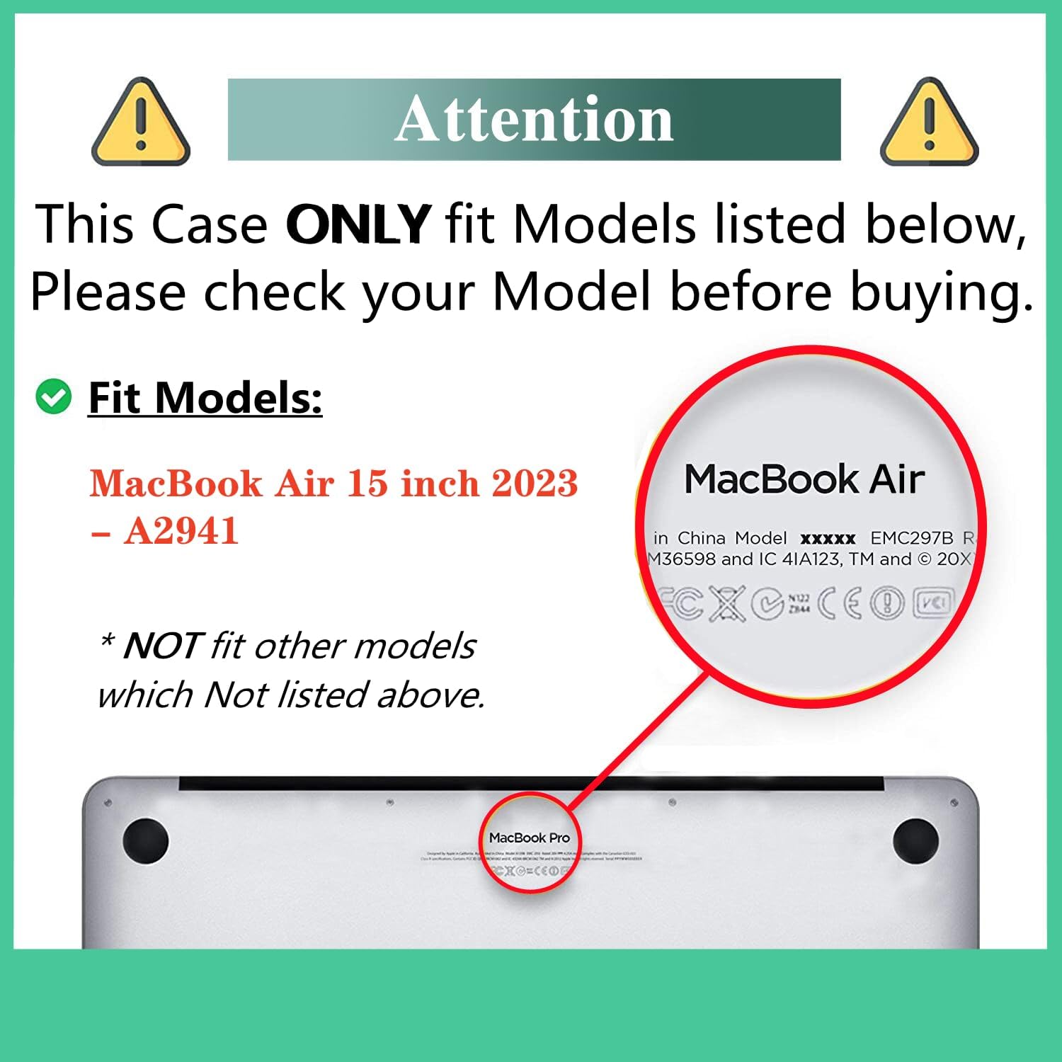 DTangLsm Funda compatible con M3 M2 MacBook Air de 15 pulgadas modelo A3114 A2941 2024 2023 con Touch ID, carcasa rígida resistente con parachoques