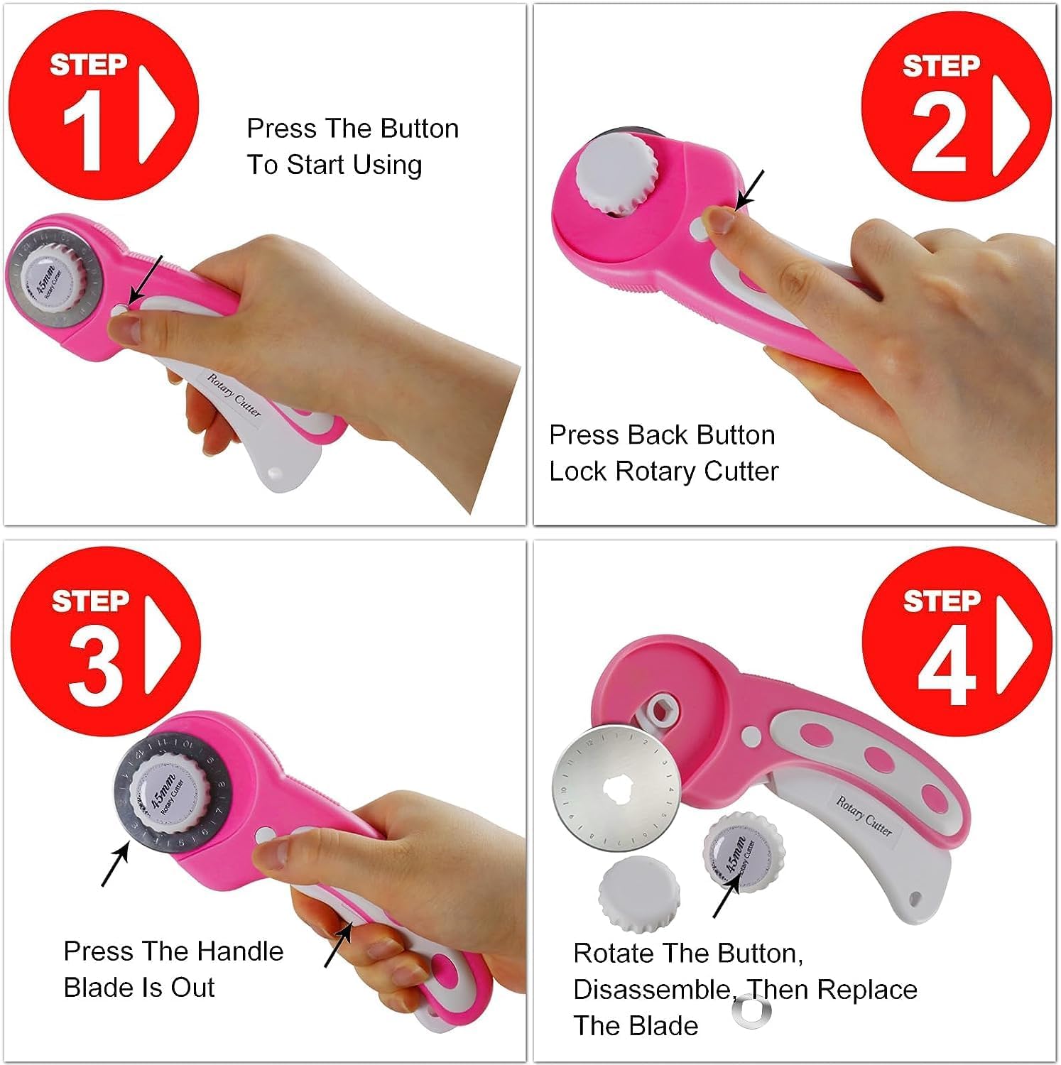 Rotary Cutter Set, 38PCS 45mm Rotary Fabric Cutter Wheel Set, Fabric Cutter Wheel, Quilting Rotary Cutters Rolling Fabric Cutter Wheel and A3 Mat,