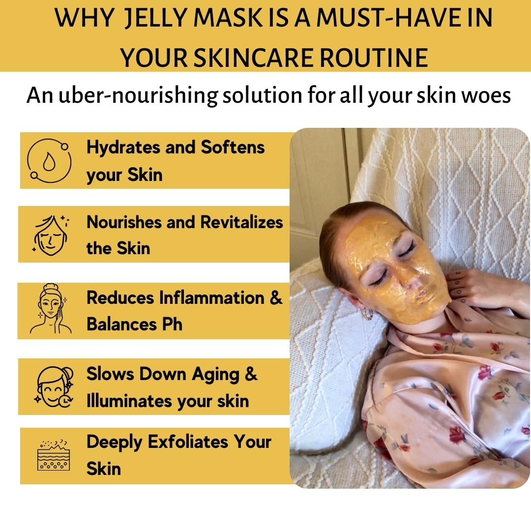 Mascarilla facial de gelatina para tratamientos faciales  Máscara de gelatina hidratante, iluminadora y nutritiva de oro de 24 quilates con rodillo
