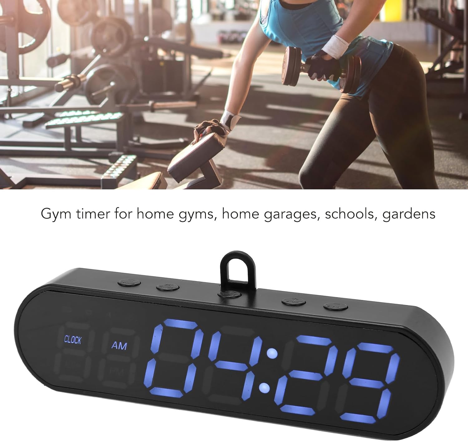 Temporizador de gimnasio portátil, temporizador de intervalo de pantalla LED con barra de progreso de tiemporondas, cronómetro de cuenta