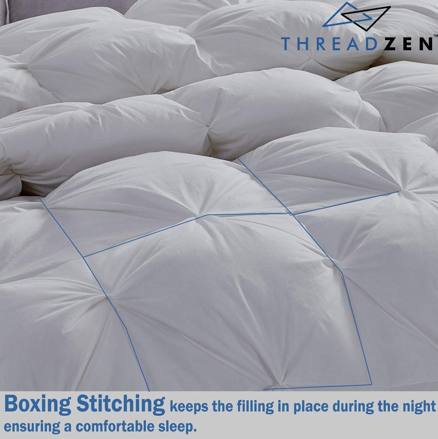 THREADZEN Edredón plisado de gran tamaño King para todas las estaciones, alternativo al plumón, tamaño extra grande, 1 pieza con 8 pestañas y