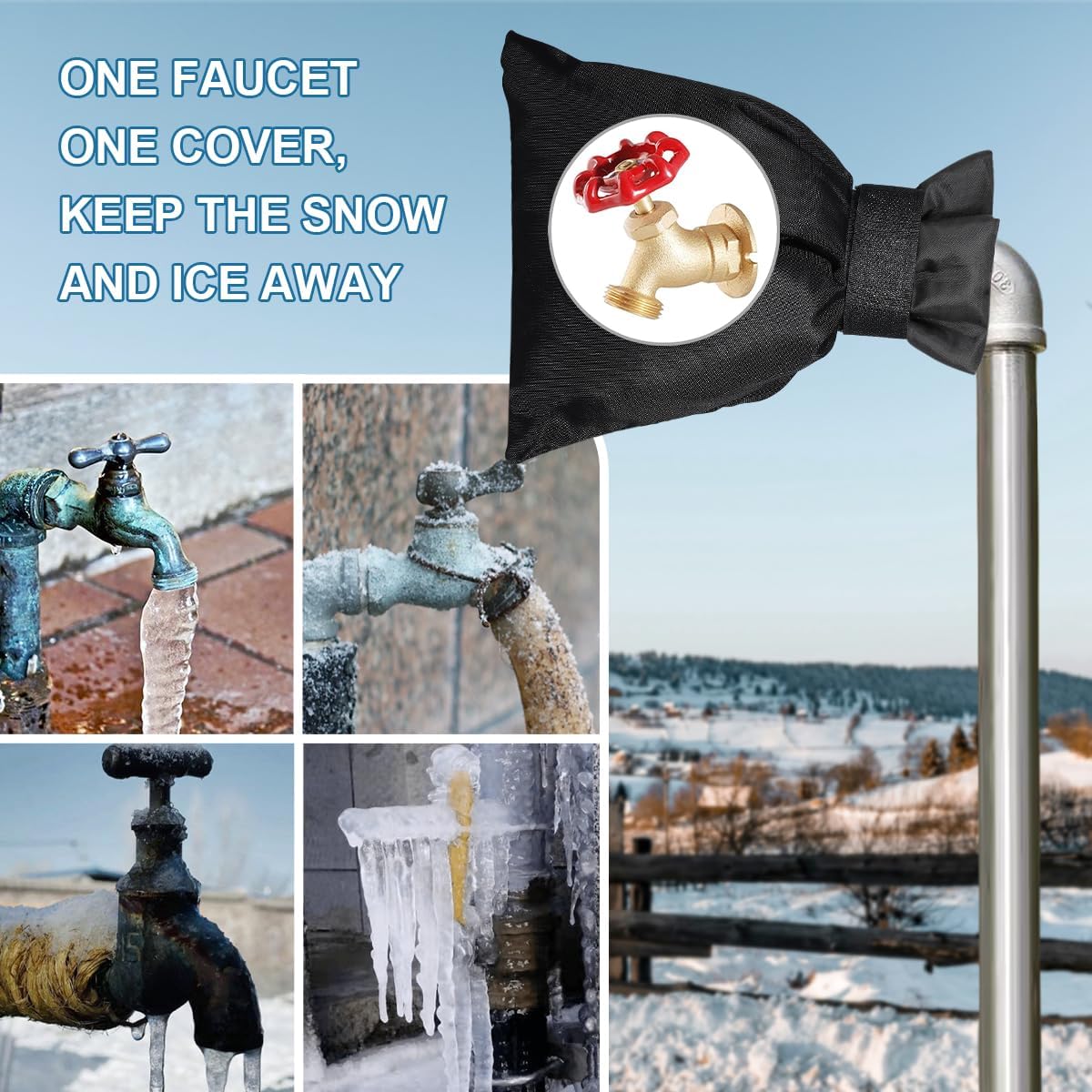 Fundas de grifo para exteriores para invierno, exteriores, grifos de jardín, calcetines, protección contra congelación, anticongelante, impermeable,