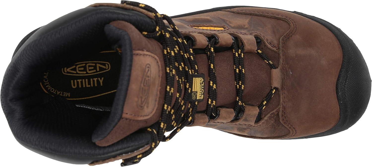 KEEN Utility Botas de trabajo Dover de cuero impermeable con punta compuesta de 8 pulgadas para hombre