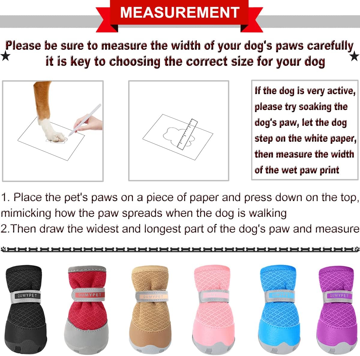 QUMY 2 botas para perros pequeños para pavimento caliente, zapatos de verano para cachorros con tira reflectante, suaves y cómodas, suela de goma