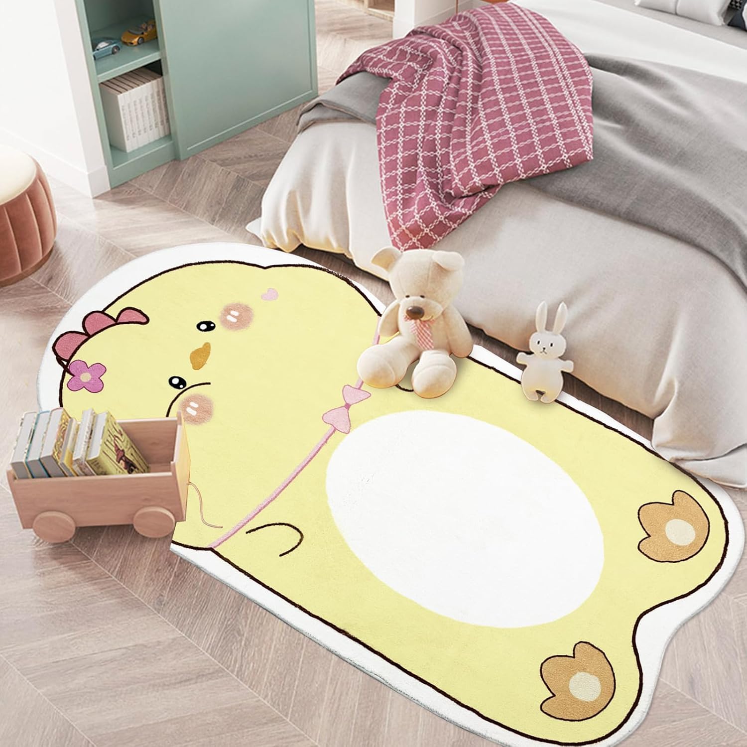 Abeigoi Alfombra para dormitorio de niños, alfombra de baño de pollitos, alfombra de juegos antideslizante para habitación de niños, alfombra de