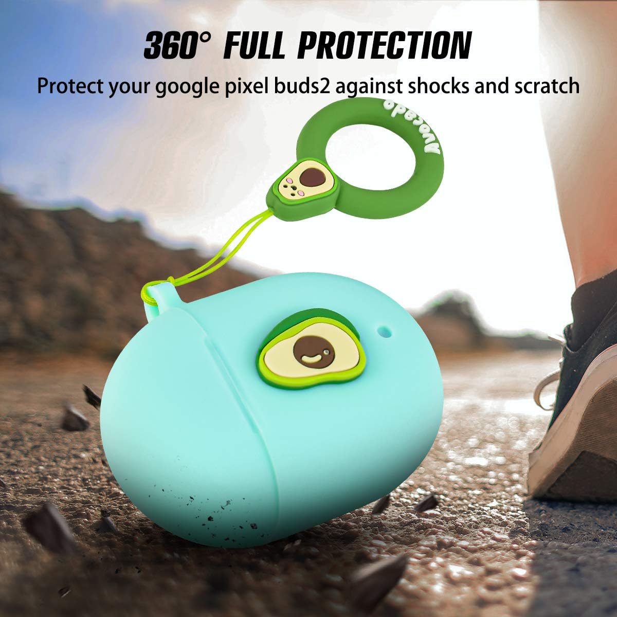 Funda compatible con Google Pixel Buds 2 (2020), bonita funda protectora divertida 3D de silicona suave a prueba de golpes con hebilla de anillo,