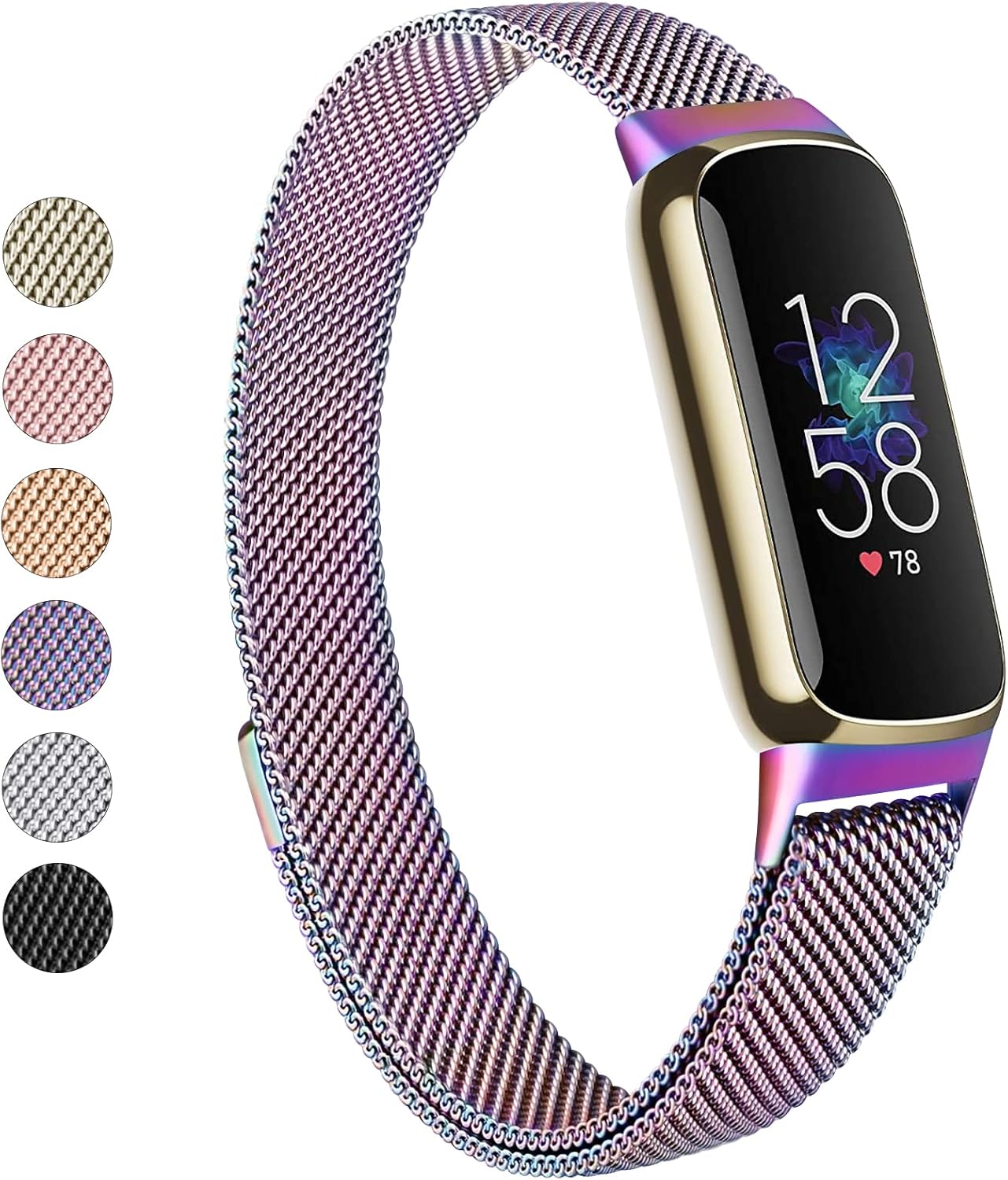 Correa de metal compatible con Fitbit Luxe Bands, correa de repuesto ajustable de malla de acero inoxidable para Fitbit LuxeLuxe Special Edition