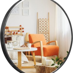 NeuType Espejo redondo circular de 28 pulgadas, marco de aleación de aluminio, espejo de pared grande para colgar en el tocador, espejos decorativos NeuType Espejo redondo circular de 28 pulgadas, marco de aleación de aluminio, espejo de pared grande para colgar en el tocador, espejos decorativos