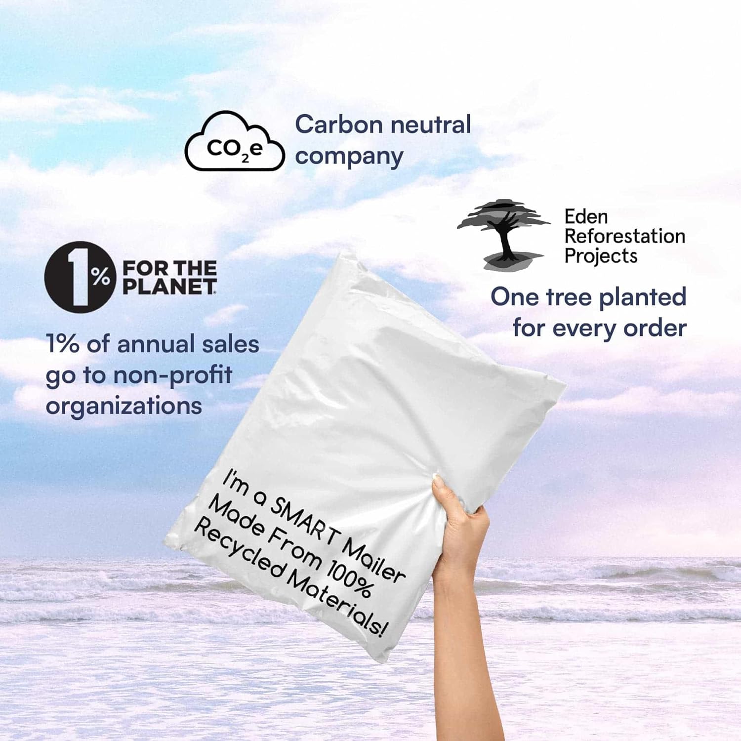 100 sobres de polietileno 100 % reciclados, 10 x 13 pulgadas, sobres de embalaje ecológicos, suministros de bolsas de correo de 0.098 in de grosor