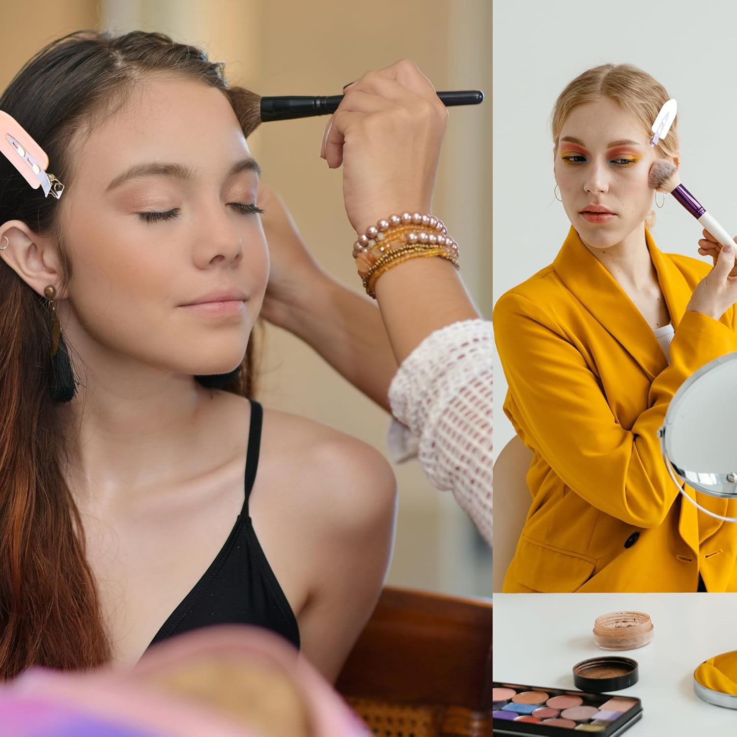Cptots Pinzas para el cabello sin arrugas, pinzas de maquillaje sin doblez, pinzas para el cabello sin abolladuras, pinzas para el cabello planas
