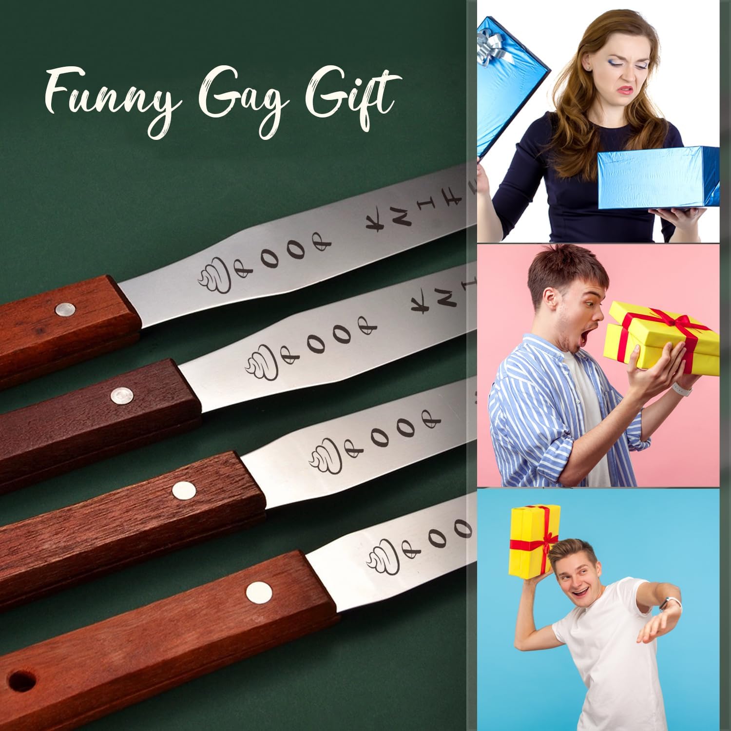 Cuchillo para excrementos, cuchillo de metal duradero de 12 pulgadas para bloque de inodoro, mango de madera extra largo, broma, divertido regalo de