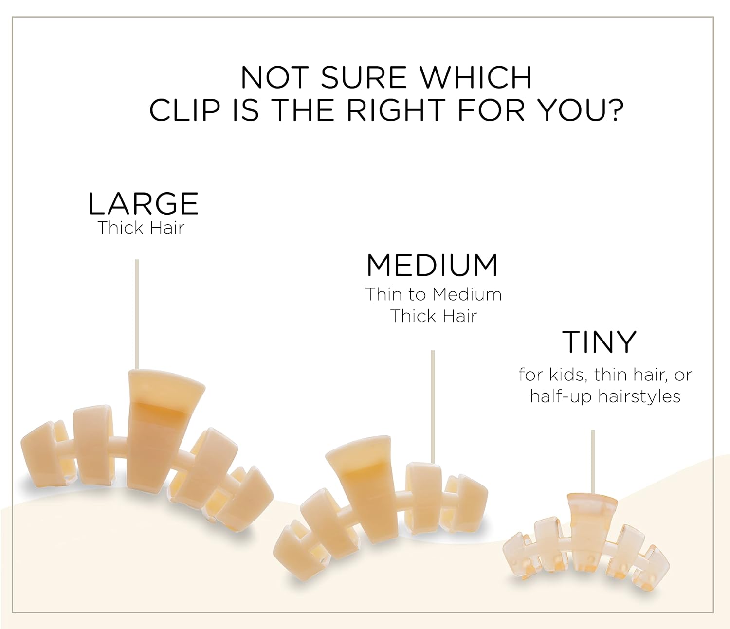 TELETIES – Pinza para el pelo grande – Agarre fuerte, dientes flexibles, cómodo diseño curvado – Ideal para cabello grueso – Para todas las texturas