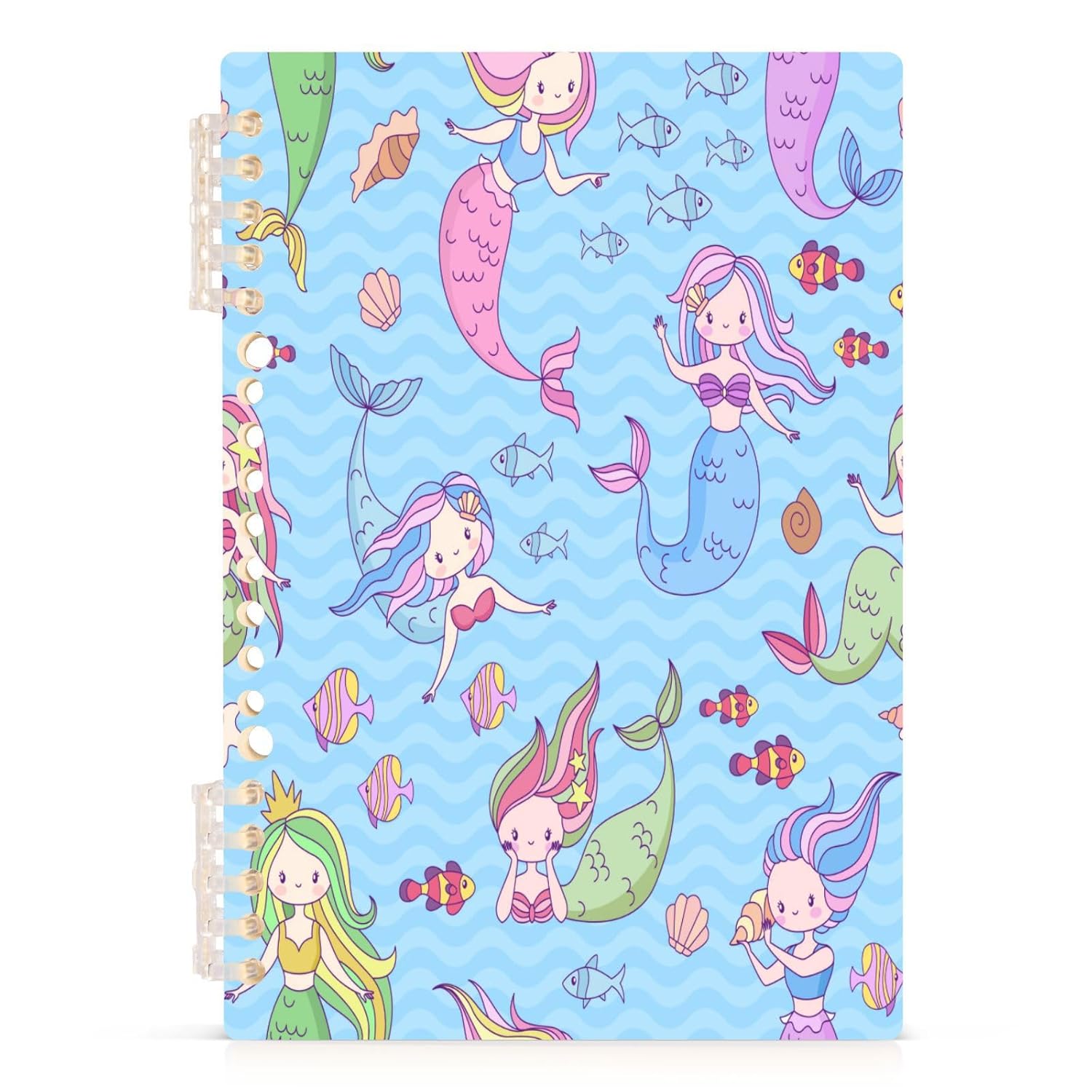 Kigai Cute Mermaid Girl Spiral Notebook 1-Pack with Repositionable Dividers-College Ruled Paper, Fights Ink Bleed – 60 Pages of 80GSM Paper with