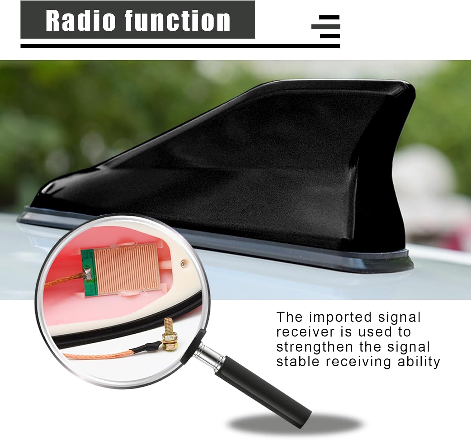 1 antena de modificación de aleta de tiburón para automóvil, 6.2 pulgadas x 2.7 pulgadas x 3.0 pulgadas, antena de señal impermeable ABS con