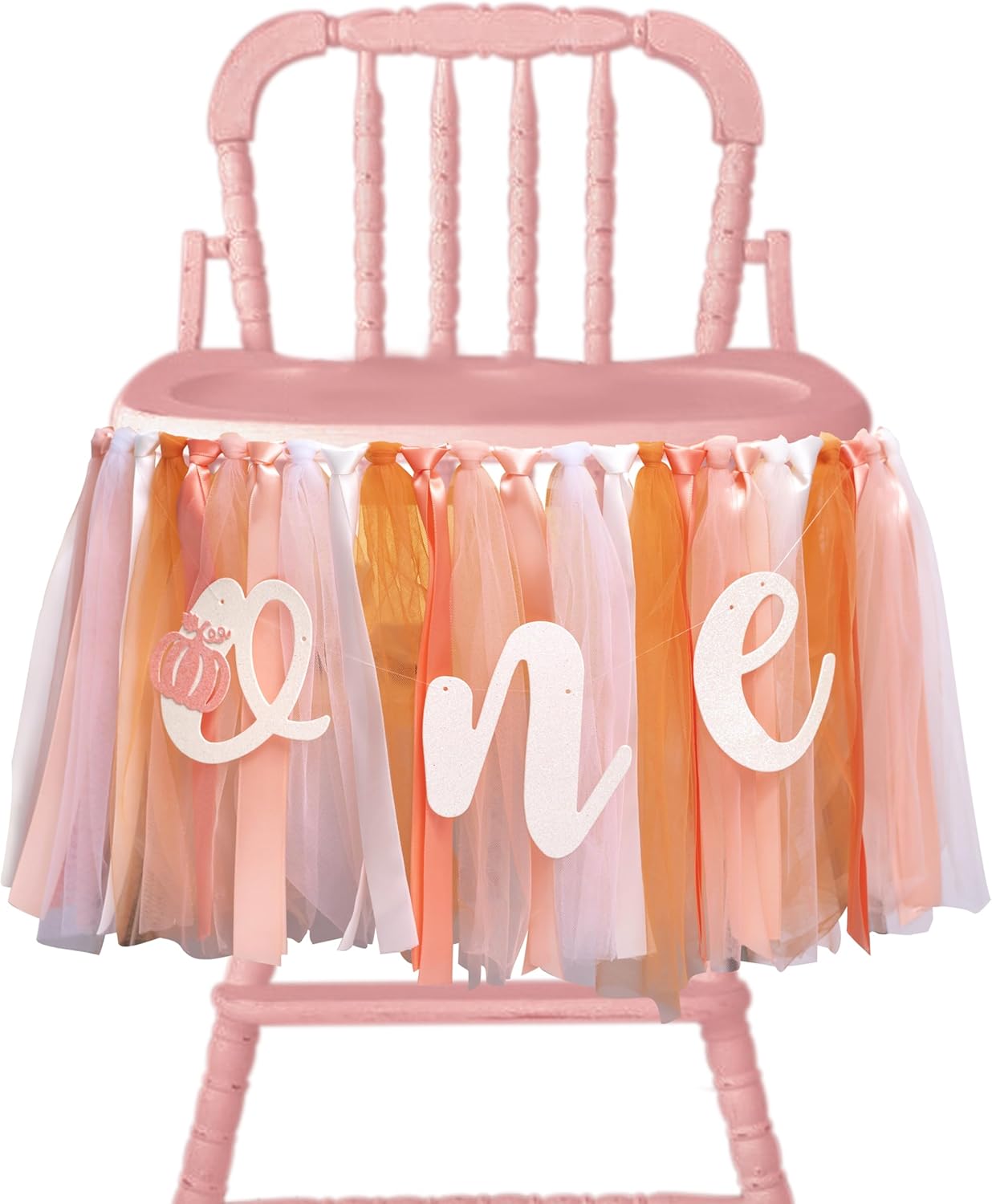 Cartel de calabaza para silla de bebé, decoración de fiesta de primer cumpleaños, una pancarta de falda tutú para silla de bebé, telón de fondo de