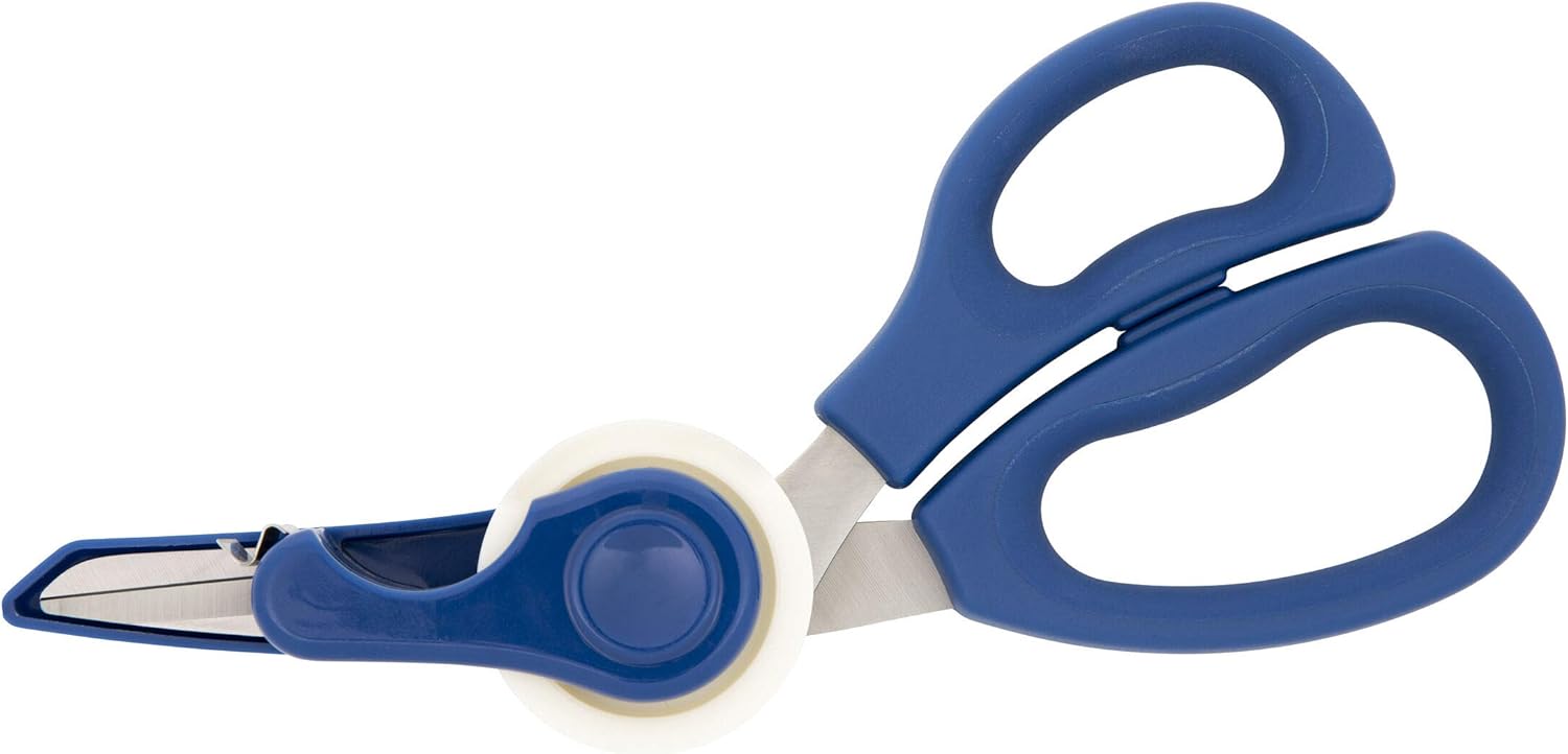 Sabatier Tijeras multiusos 2 en 1, tijeras de envoltura de regalo con cubierta de hoja dispensadora de cinta extraíble, tijeras multiusos de acero