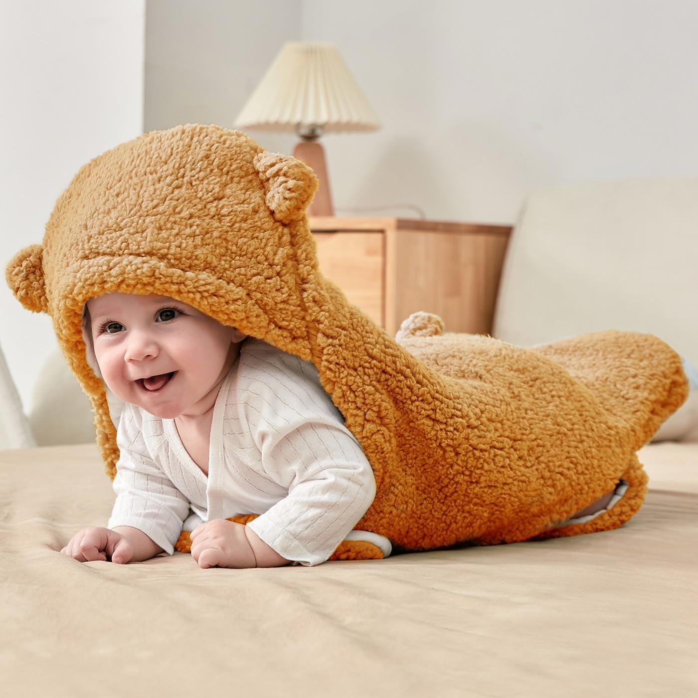 FUNUPUP Manta de bebé para niños recién nacidos de 3 a 6 meses, 2.5 TOG suave y cálida para bebé, manta de recepción de oso lindo para recién nacido