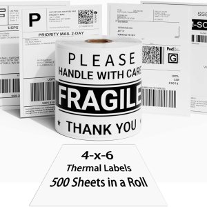 Etiqueta de envío Etiquetas térmicas de 4 x 6, 1 rollo de etiquetas de 500 hojas, etiquetas de 4 x 6 para impresora de etiquetas de envío, papel Etiqueta de envío Etiquetas térmicas de 4 x 6, 1 rollo de etiquetas de 500 hojas, etiquetas de 4 x 6 para impresora de etiquetas de envío, papel