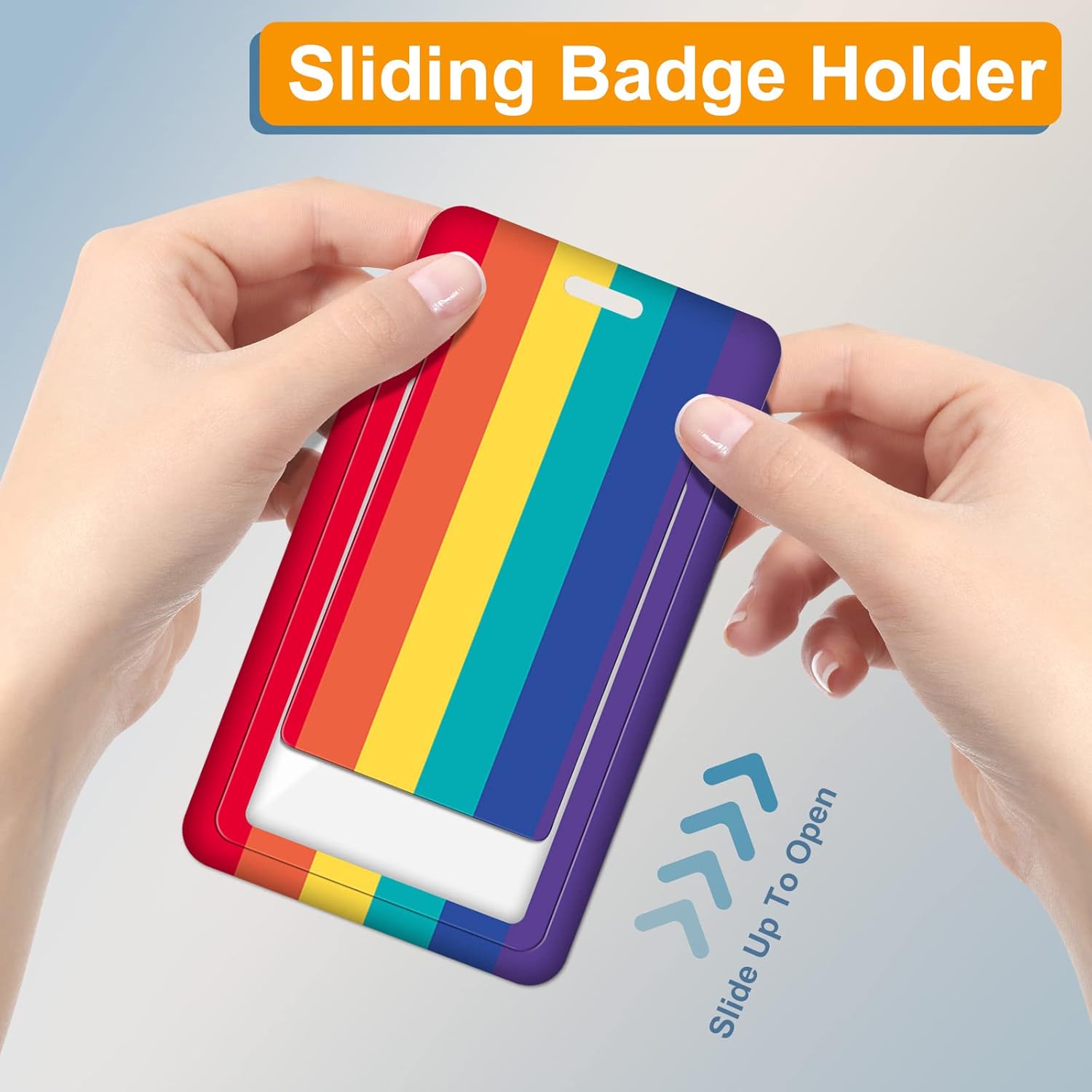 Plifal Portatarjetas con carrete retráctil, etiqueta de identificación de arco iris, clip de insignia de trabajo, colorido, resistente, vertical,