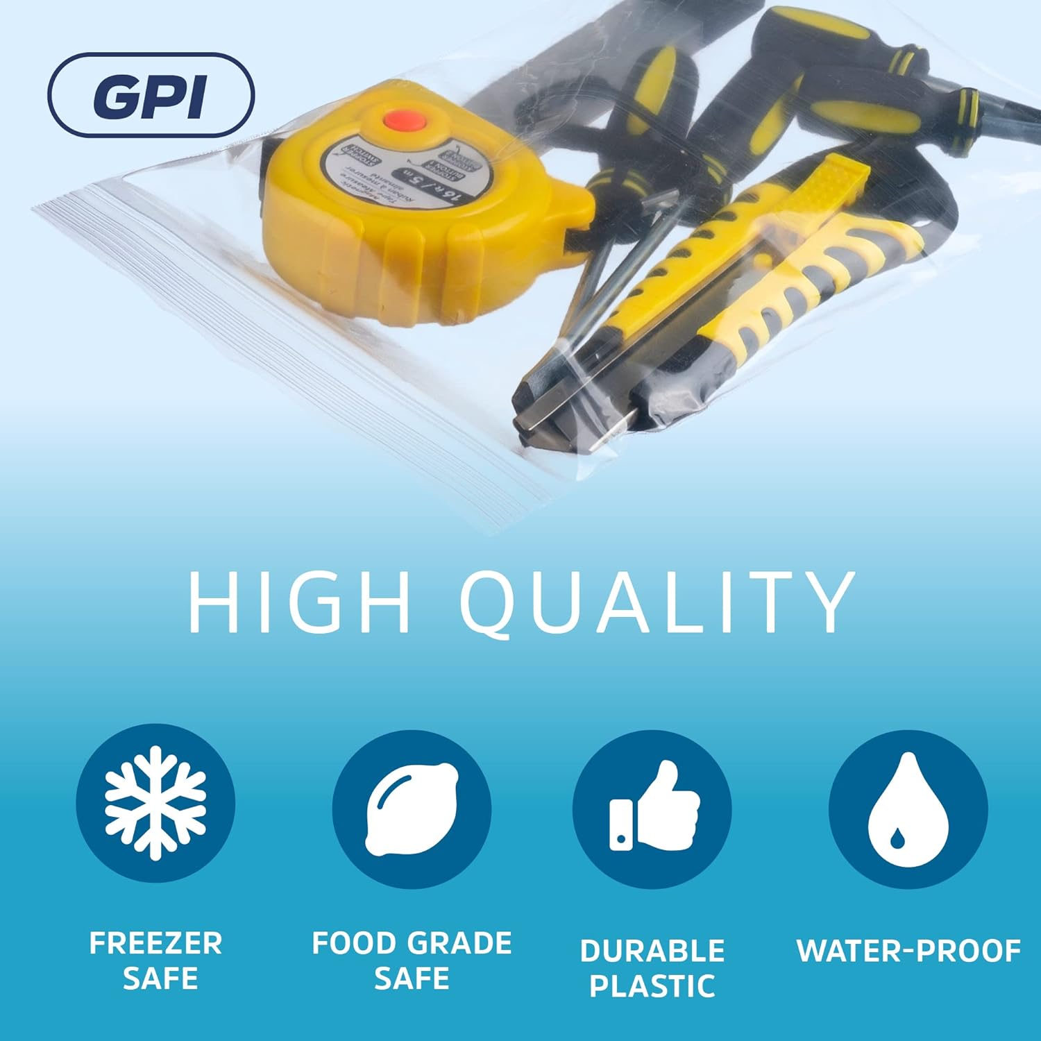GPI – Bolsas de plástico transparente con cremallera de 6 x 9 pulgadas, 100 unidades, bolsas de polietileno duraderas de 4 mil de grosor con cierre