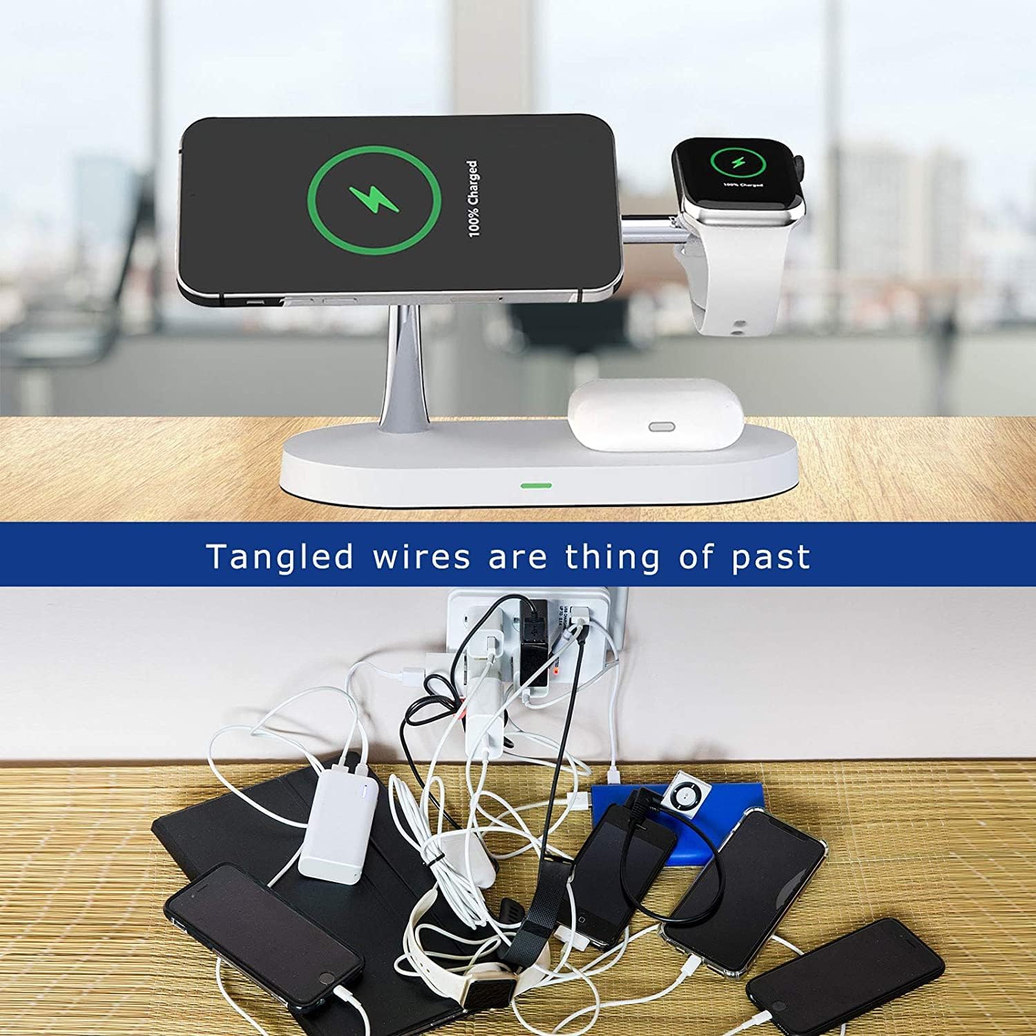 Mrkytplace Estación de carga, 5 en 1 más rápido, soporte de cargador inalámbrico Mag-Safe para iPhone 14, 13, 12 ProMaxMiniPlus, Apple Watch
