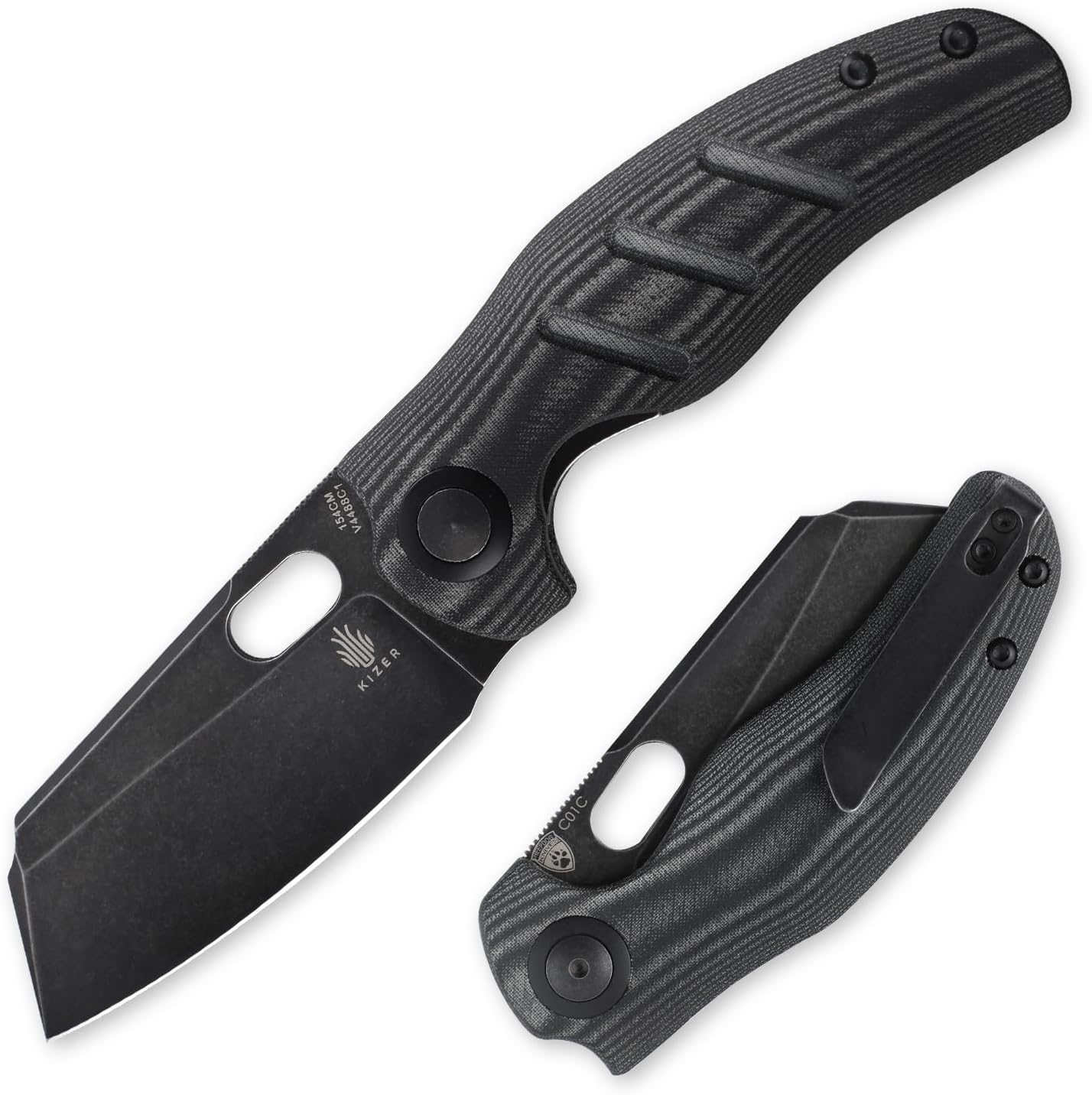 Kizer Cuchillos de bolsillo Sheepdog, cuchillo EDC con clip (negro)