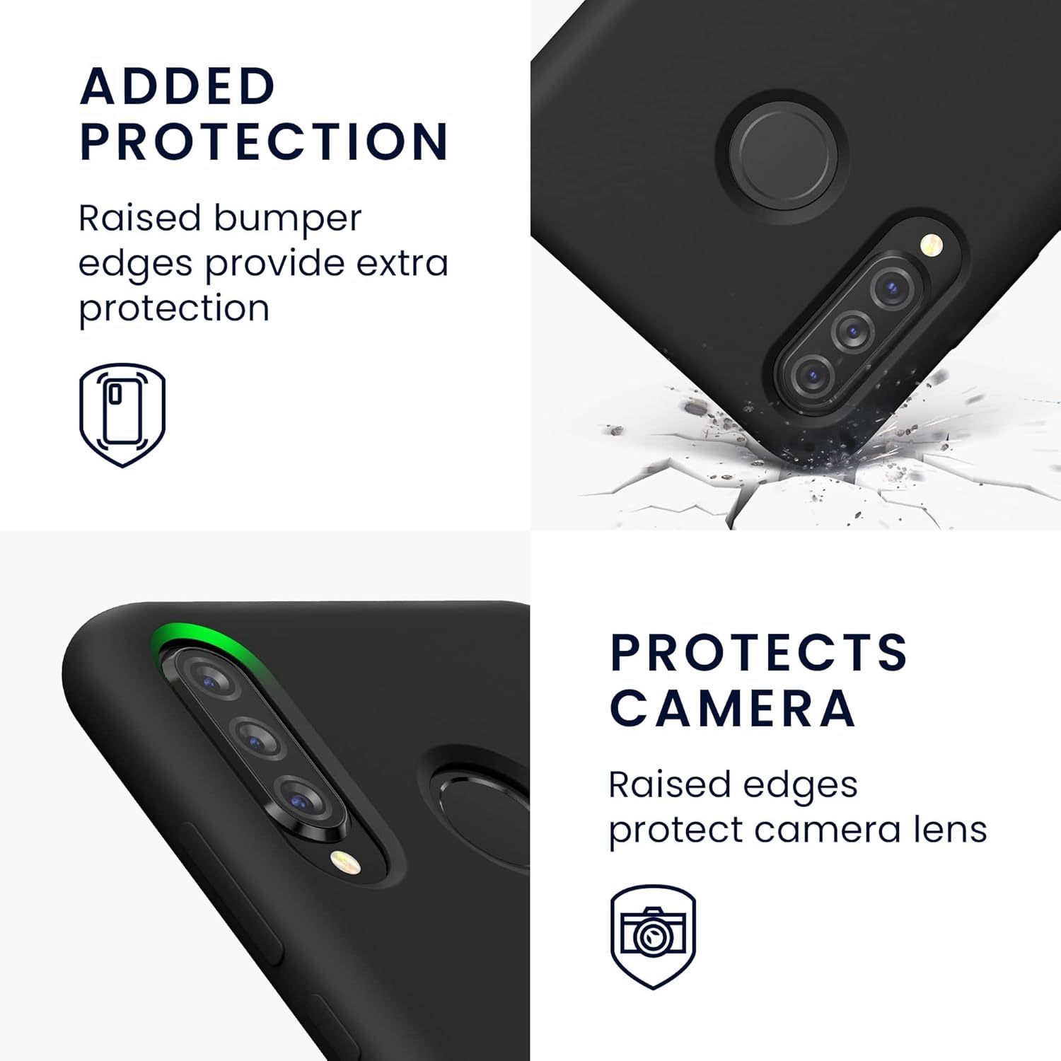 kwmobile Funda compatible con Huawei P30 Lite – Funda de silicona TPU con acabado suave – Negro