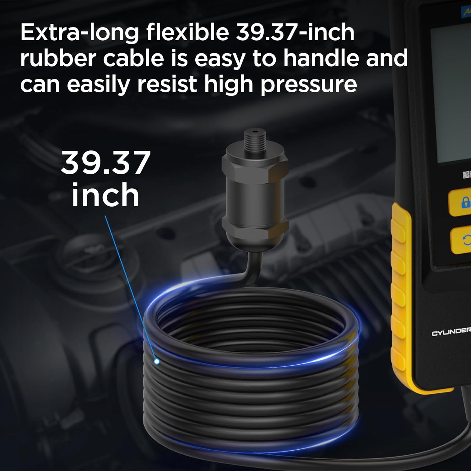 AUTOOL Medidor de compresión digital de 0-426PSI 0  29bar para cilindro de motor de gasolina, kit de herramientas de prueba de compresión con