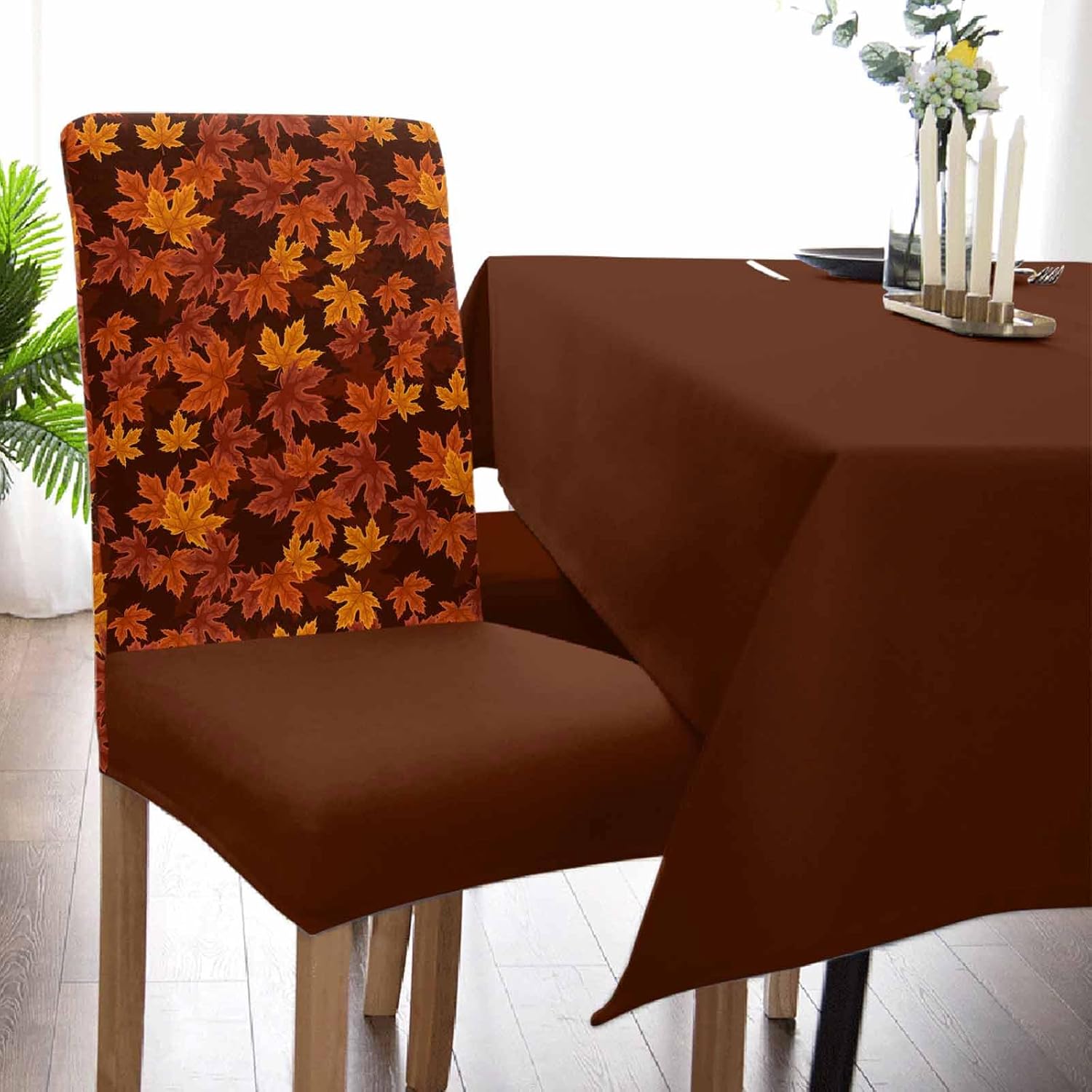 Juego de 8 fundas protectoras para sillas de comedor, diseño de hojas de arce naranja y Acción de Gracias, fundas protectoras para sillas Parsons