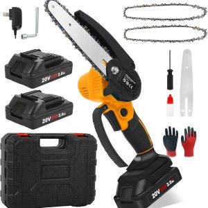 CKEVE Mini motosierra eléctrica inalámbrica de 6 pulgadas, funciona con pilas con bloqueo de seguridad para recortar árboles de jardín, motor de 250 CKEVE Mini motosierra eléctrica inalámbrica de 6 pulgadas, funciona con pilas con bloqueo de seguridad para recortar árboles de jardín, motor de 250
