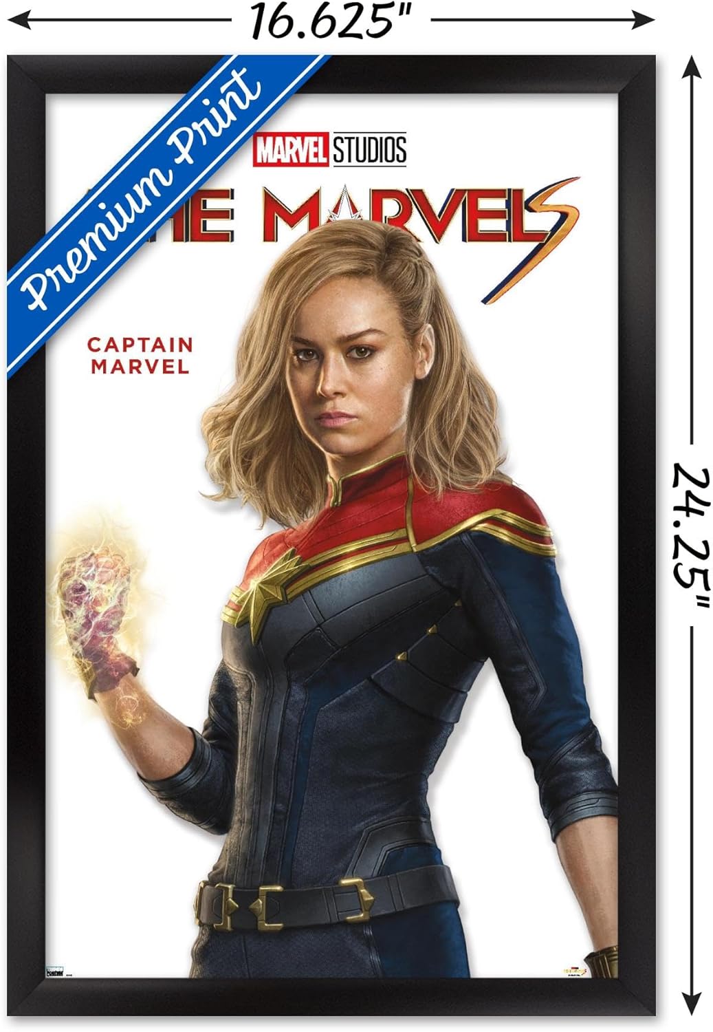 Trends International Marvel The Marvels – Póster de pared de la serie Capitán Marvel Feature Series, 14.72 x 22.37 pulgadas, versión enmarcada en