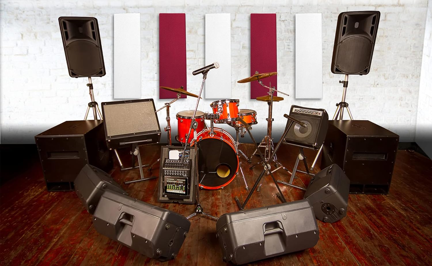 Panel acústico rojo burdeos  Fibra de vidrio paquete de 2  Panel profesional de absorción de sonido  Panel decorativo a prueba de sonido  Panel de