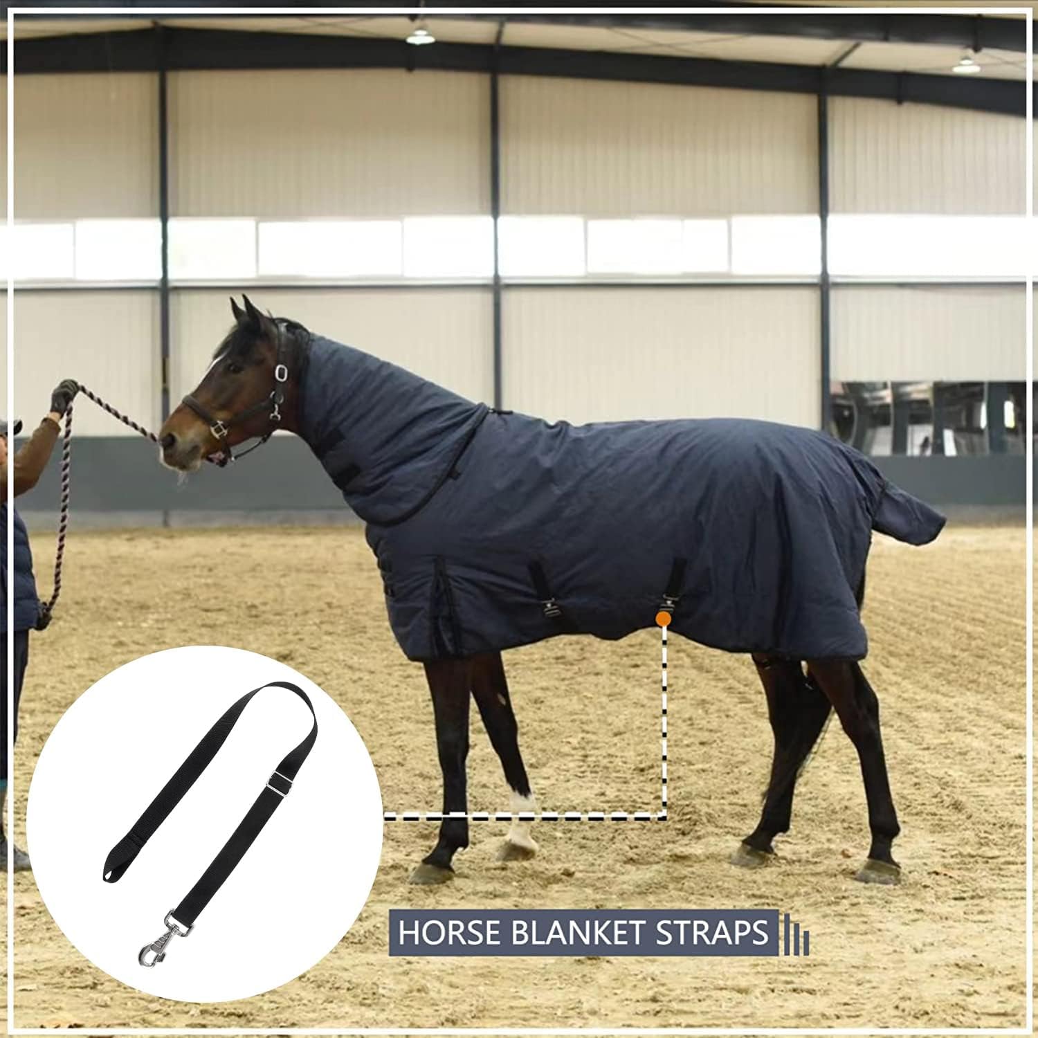 Correas para las patas de manta de caballo, correa elástica de repuesto para el vientre con broches giratorios dobles, longitud ajustable de 24 a 42