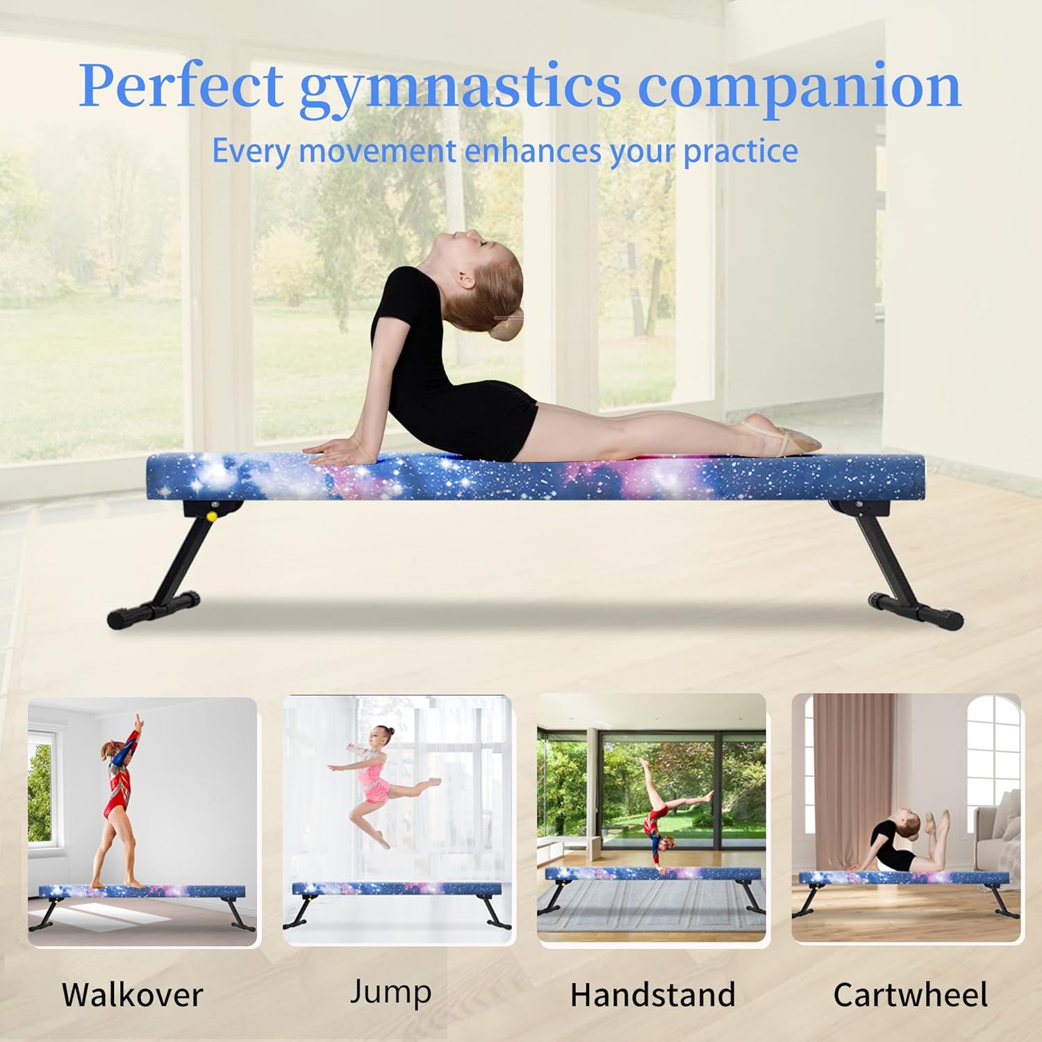 EL&ITWings Viga de equilibrio de gimnasia de 6 pies, viga ajustable de piso de nivel alto y bajo, altamente estable, equipo de entrenamiento de