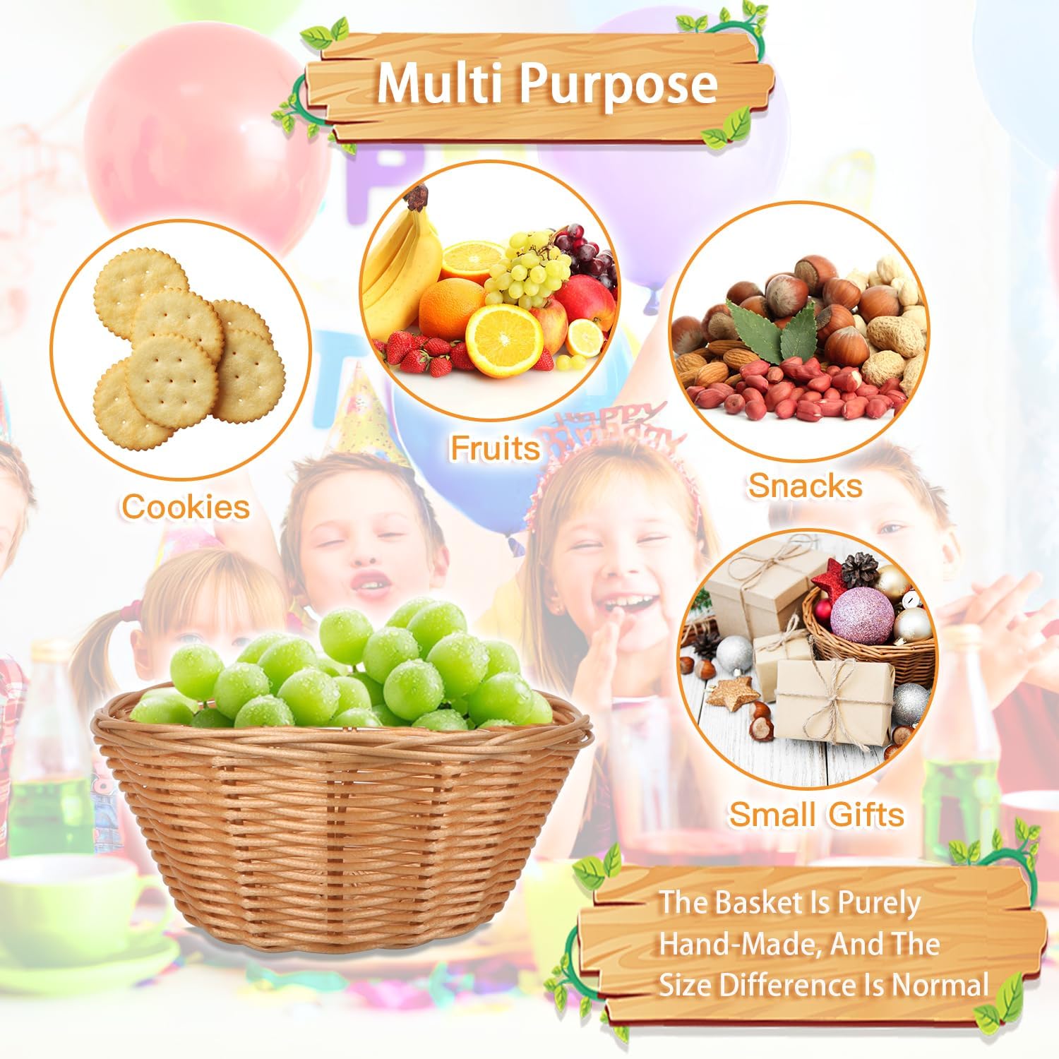 Yimerlen 12 cestas pequeñas redondas de pan de plástico estilo comedor para servir 7 x 7 x 3 pulgadas, cestas de pan calentadas tejidas para frutas,