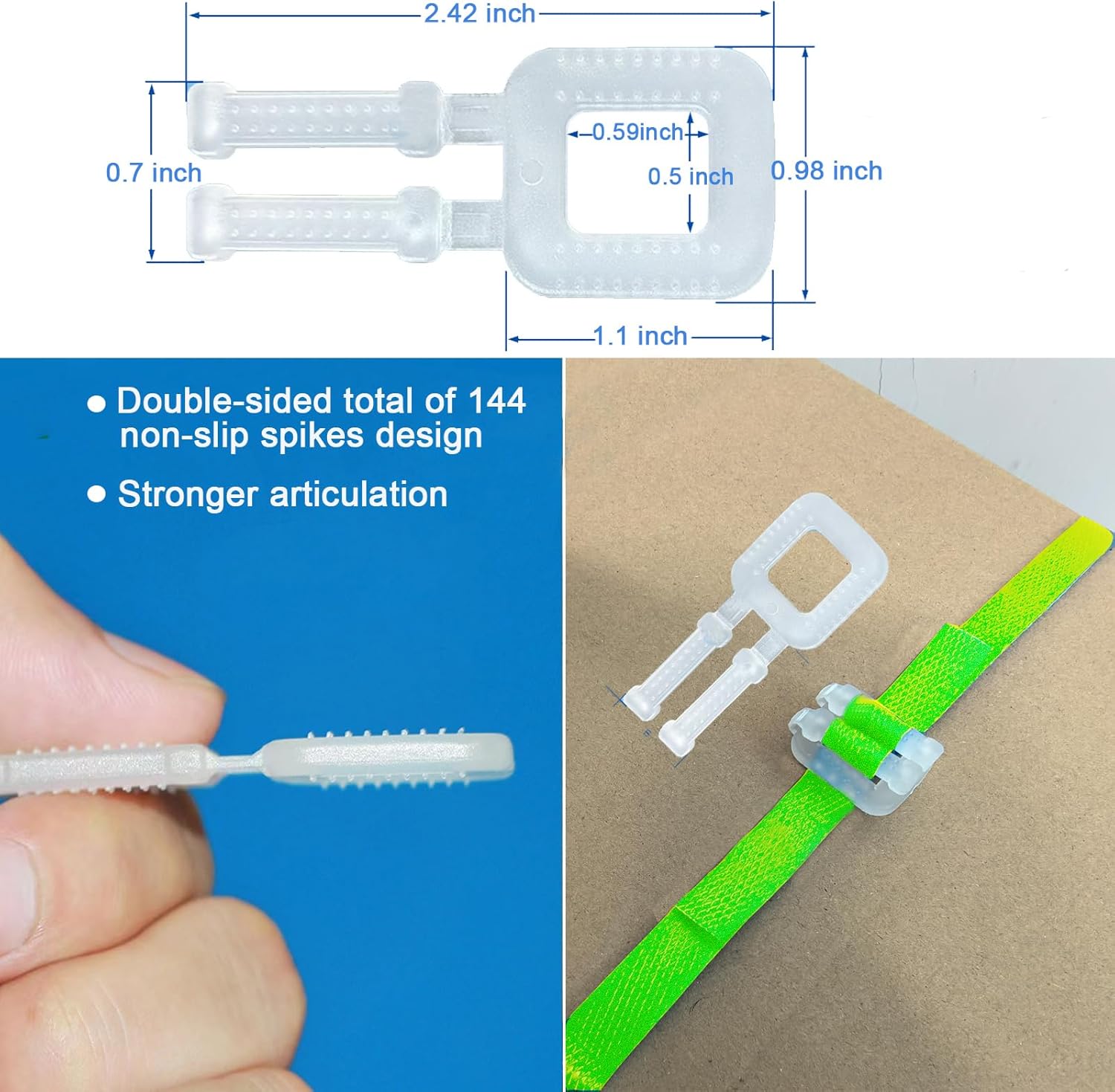 NEWANRAN Kit de flejado de bandas, herramienta de flejado de embalaje, con flejado de polietileno de 5900 pulgadas de longitud, 100 hebillas,