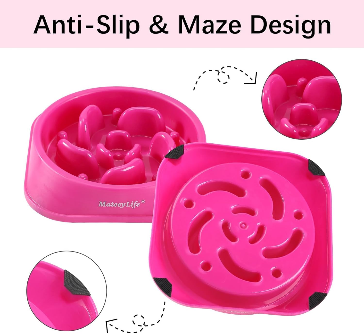 MateeyLife Cuencos de alimentación lenta para perros, rompecabezas antiasfixia, cuencos de comida para perros, cuencos interactivos antideslizantes