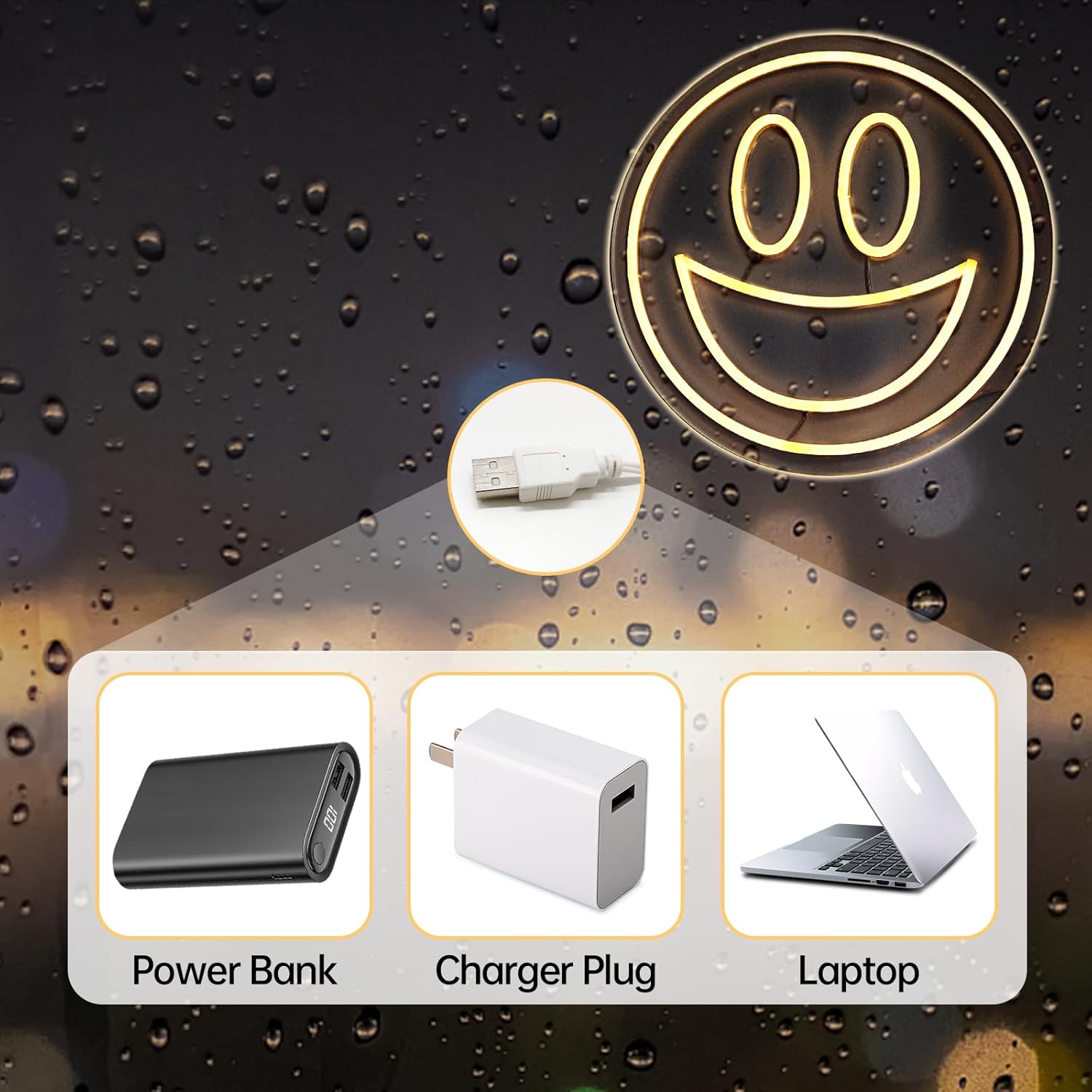 Letrero de neón con cara sonriente, letrero de neón para decoración de pared de habitación de adolescentes y niñas, letreros de luz LED para