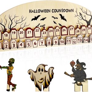 AOCEAN Calendario de Adviento de Halloween 2023 con bloques móviles de madera, calendario de cuenta regresiva para divertidas decoraciones de AOCEAN Calendario de Adviento de Halloween 2023 con bloques móviles de madera, calendario de cuenta regresiva para divertidas decoraciones de