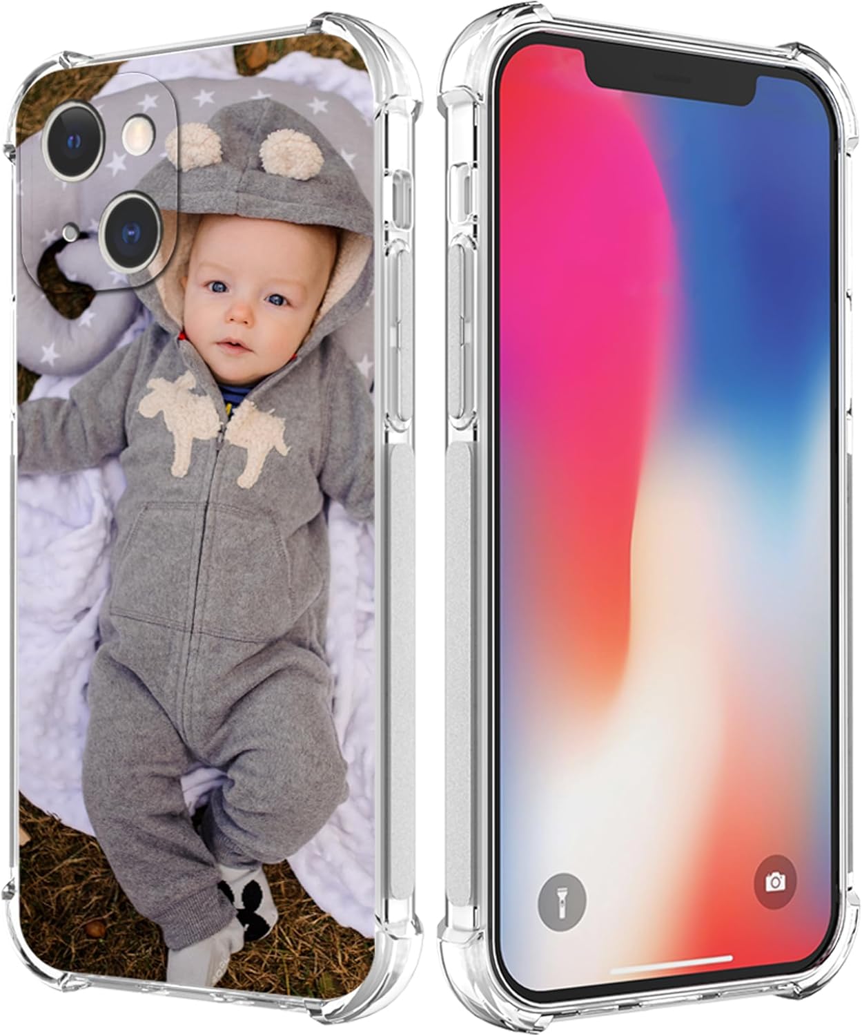 shumei Funda de teléfono con foto personalizada para iPhone 15 de 6.1 pulgadas, funda transparente de TPU suave antiarañazos, diseña tu propia funda