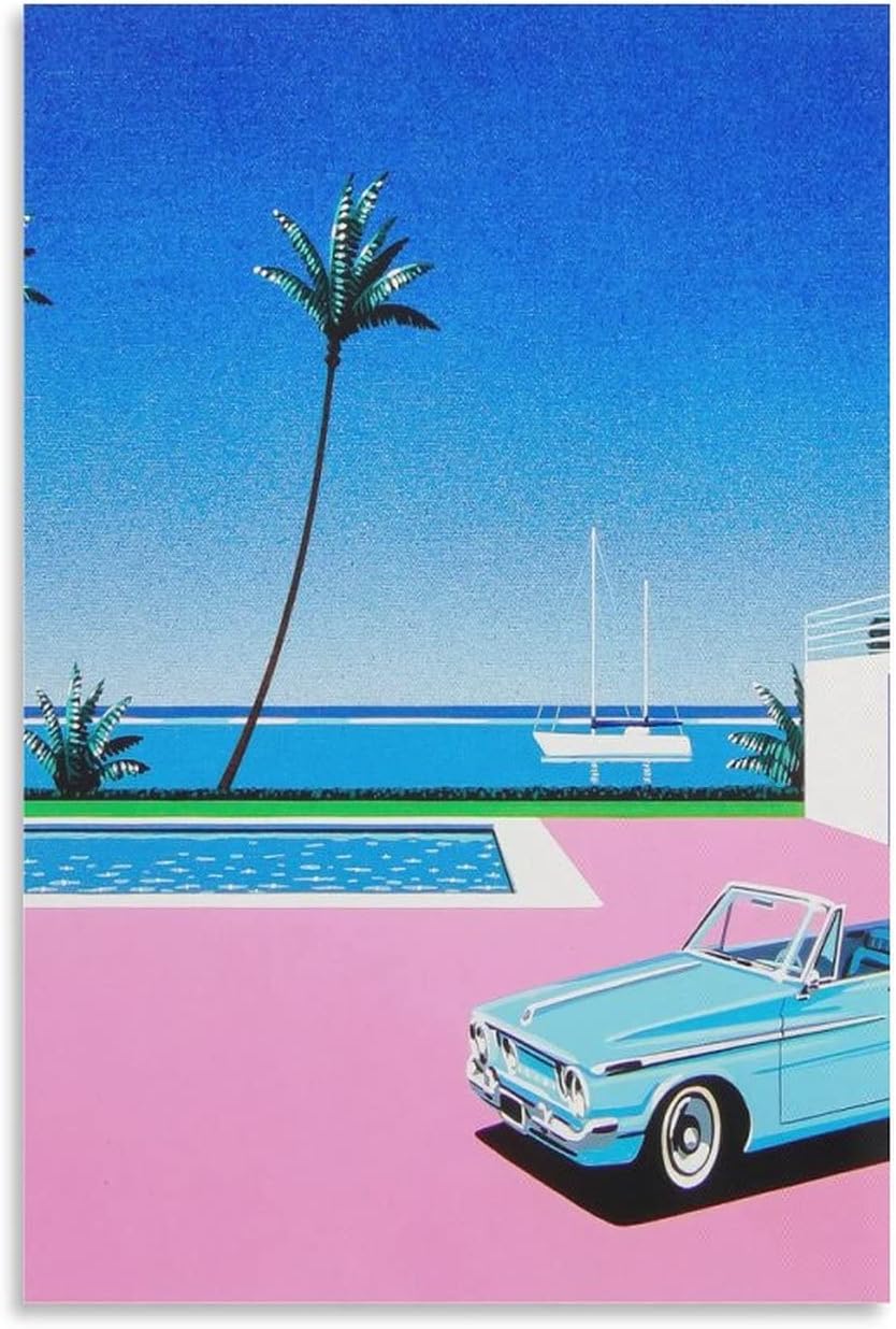 Hiroshi Nagai – Póster de pared con diseño surrealista de paisajes tropicales modernos, 12 lienzos artísticos e impresiones artísticas para pared,