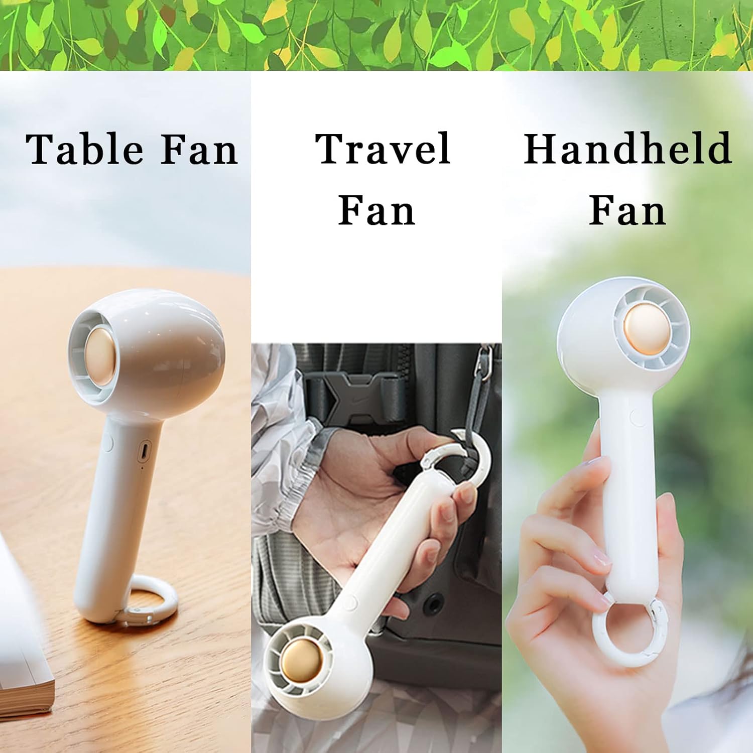 Sowmow Mini ventilador de mano recargable, ventilador portátil para viajes, ventilador de pestañas personal para mujeres, maquillaje con 2