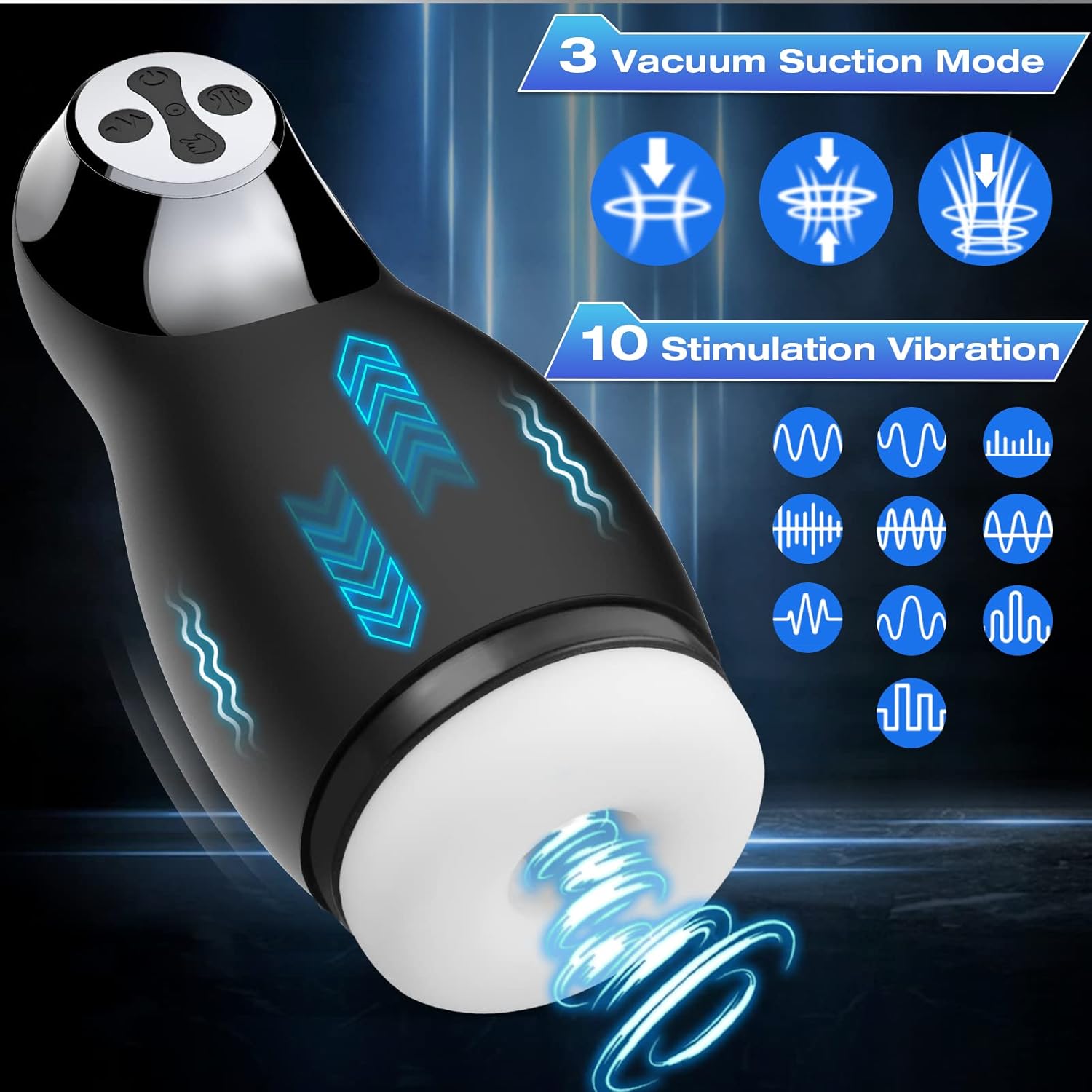 Eupher Taza masturbadora automática masculina, taza de masturbación de succión al vacío con 10 vibraciones y 3 succión para masajeador de pene,