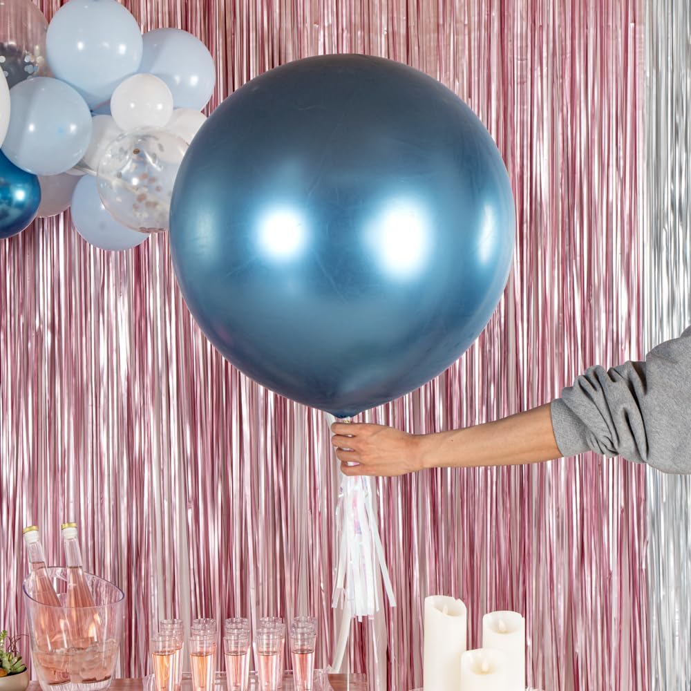 Balloonify – Globos gigantes de 36 pulgadas, 10 globos gruesos, látex fuerte, relleno de helio o aire, globos redondos gigantes azules metálicos,
