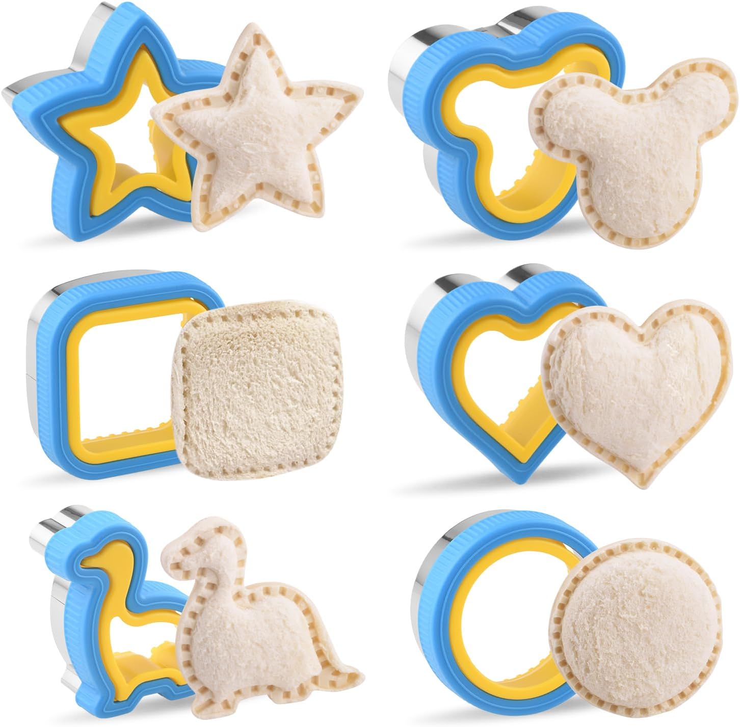 Juego de 6 piezas de cortador y sellador de sándwiches para niños, sándwiches sin incrustaciones de diferentes formas para la familia, cortador de