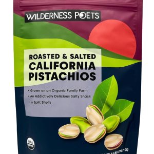 Wilderness Poets, Pistachos orgánicos de California, tostados con sal marina, en cáscara (32 onzas – 2 libras) Wilderness Poets, Pistachos orgánicos de California, tostados con sal marina, en cáscara (32 onzas – 2 libras)