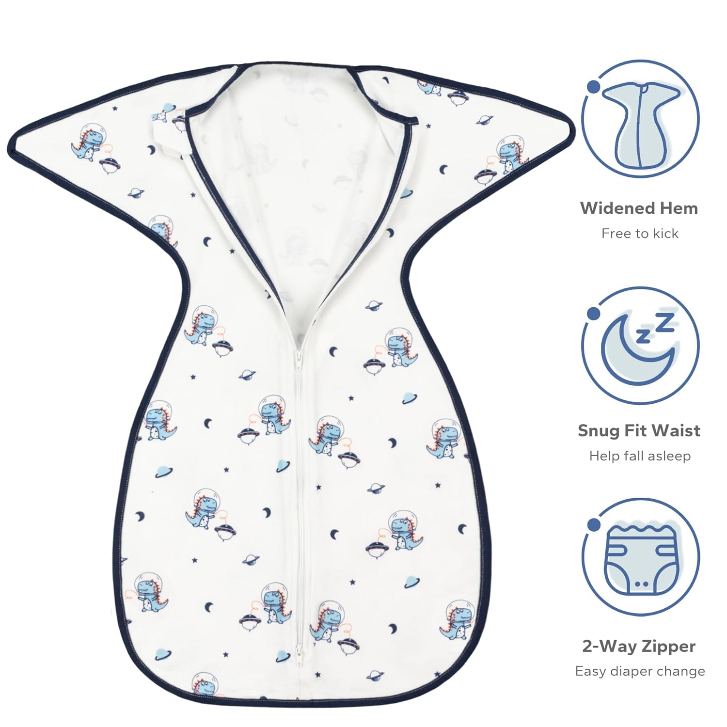 ZIGJOY Shark-Fin – Manta de transición para bebé, saco de dormir de 1.0 tog para bebé de 6 a 9 meses, 100% algodón, ligera, de transición con