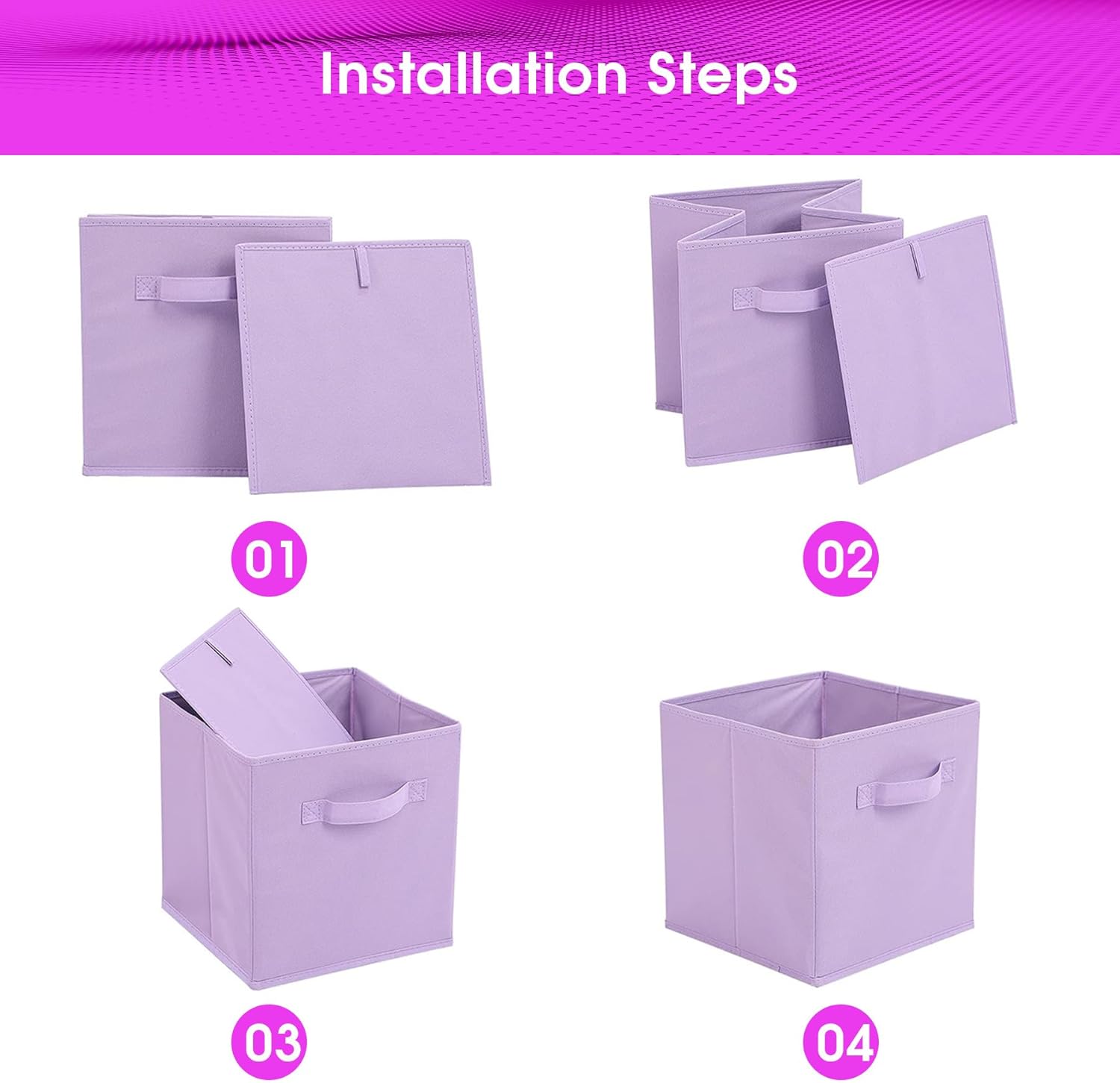 Paquete de 6 cubos de almacenamiento plegables de tela, organizadores plegables de tela con asas, (10.5 pulgadas de alto x 10.5 pulgadas de ancho x