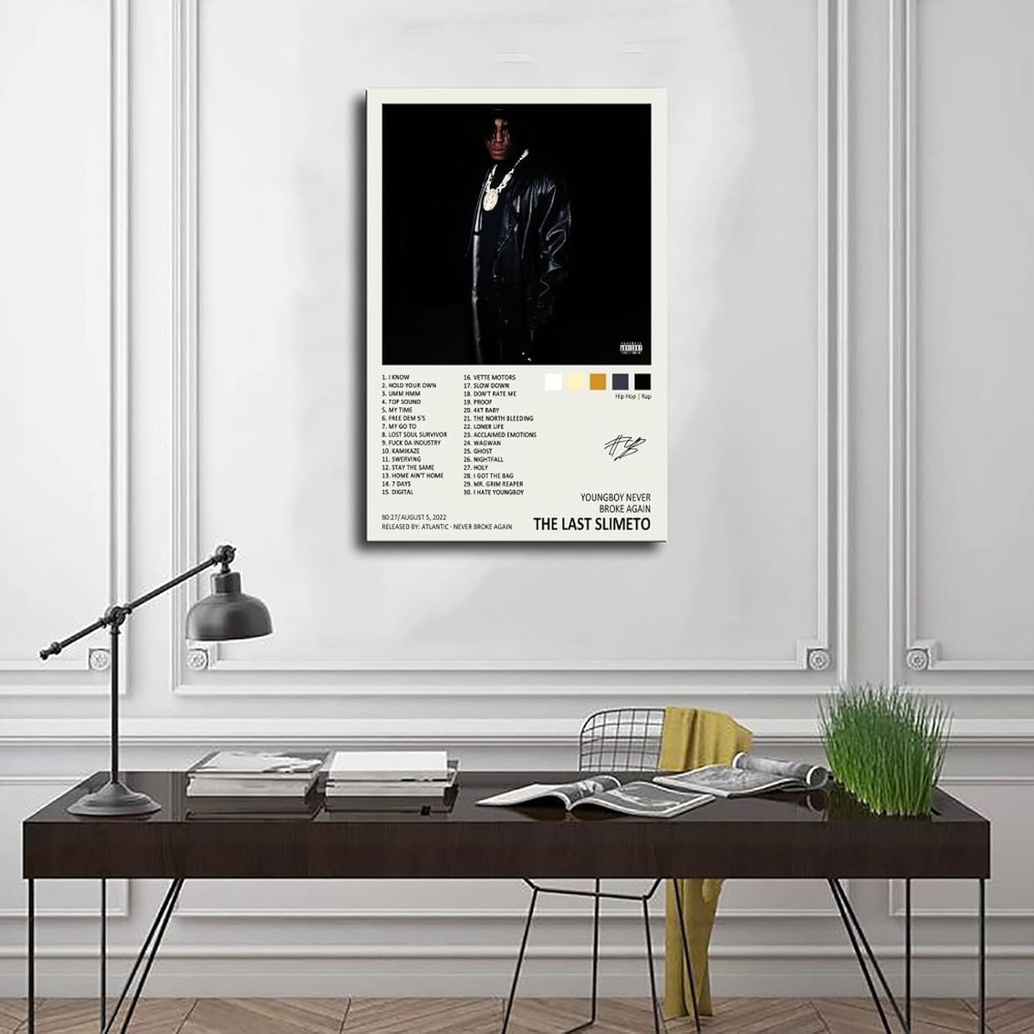 TOBIANG Póster de Youngboy The Last Slimeto – Póster de la portada del álbum de música firmado limitado, póster de lienzo para decoración de pared,
