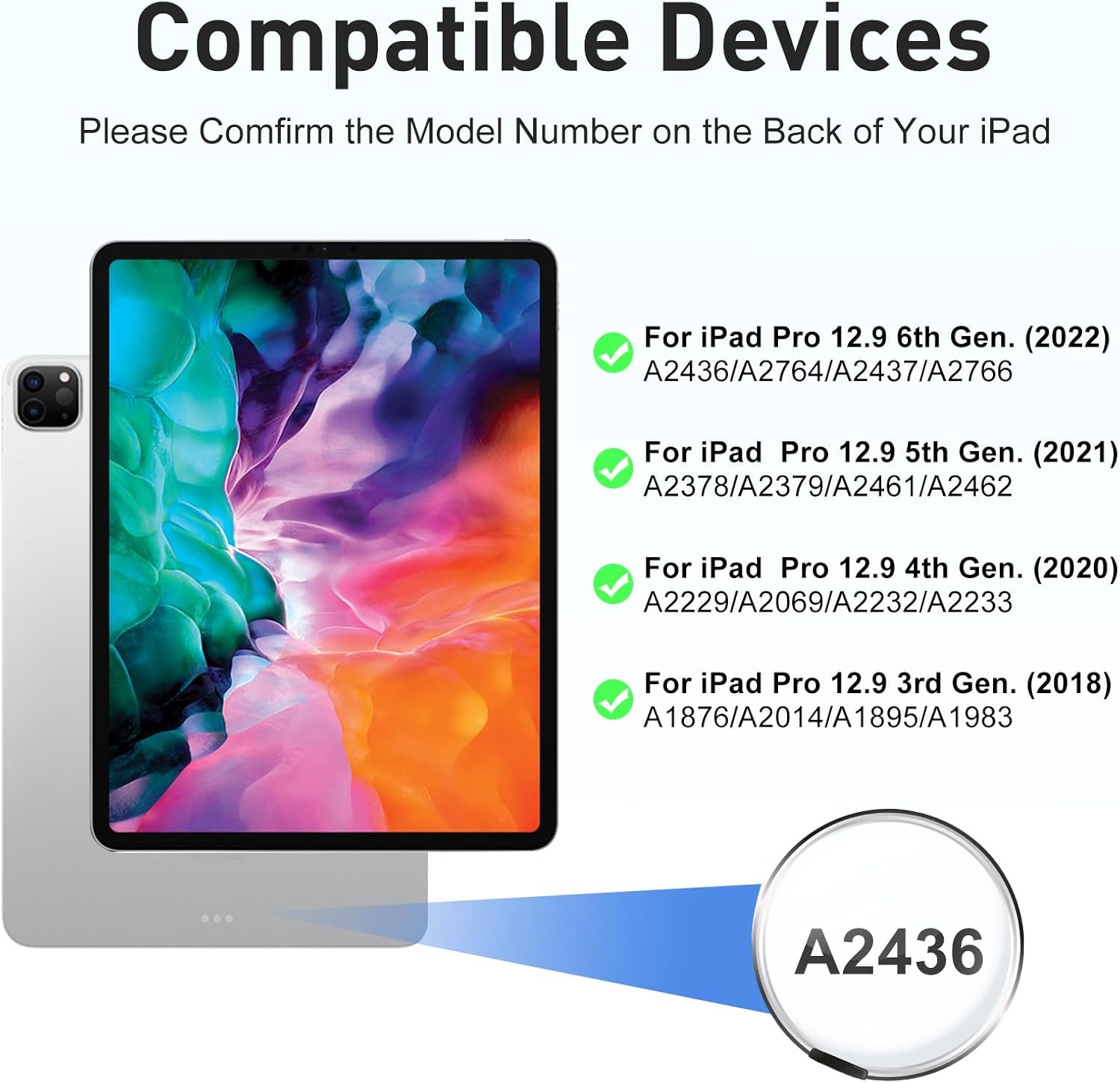 BOBOLEE Magic Keyboard – Funda para iPad Pro de 12.9 pulgadas 6543 generación con soporte voladizo flotante, funda de teclado magnética con trackpad